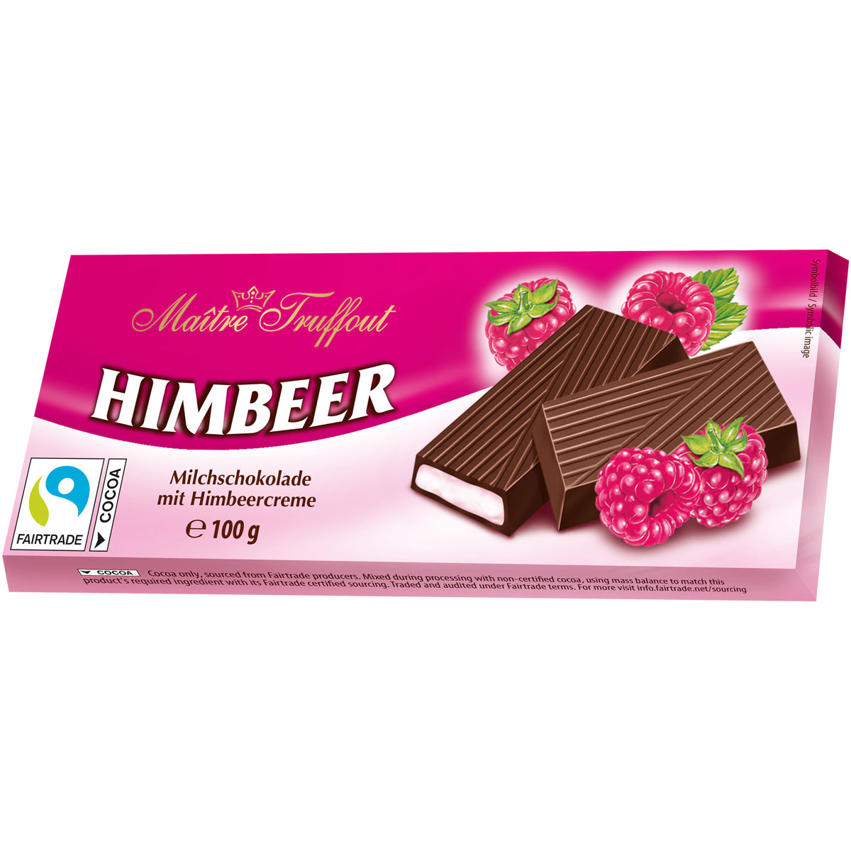MÂITRE TRUFFOUT Himbeer Milchschokolade mit Himbeercreme 100g