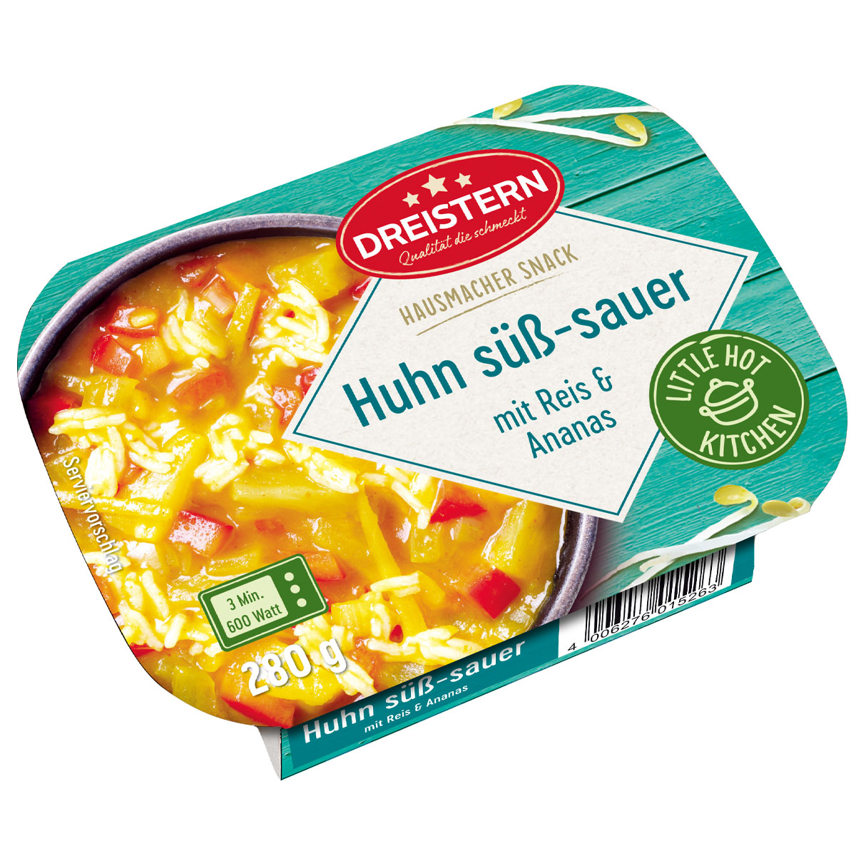 DREISTERN Huhn süß-sauer mit Reis und Ananas 280g