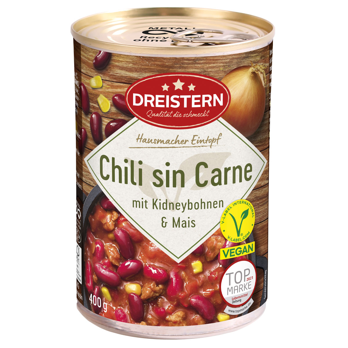 DREISTERN Chili sin Carne mit Kidneybohnen & Mais 400g