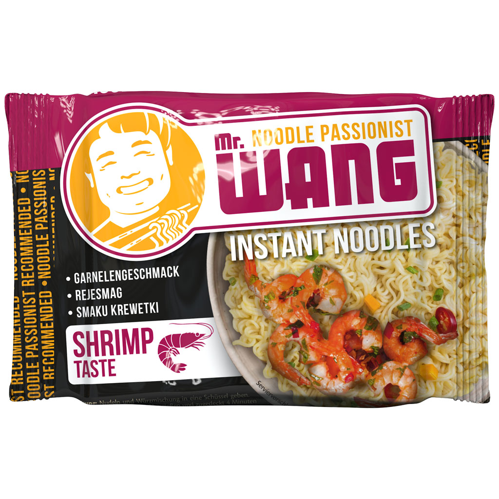 MR. WANG Instant Noodles mit 3x Würzmischung Shrimps Geschmack 85g