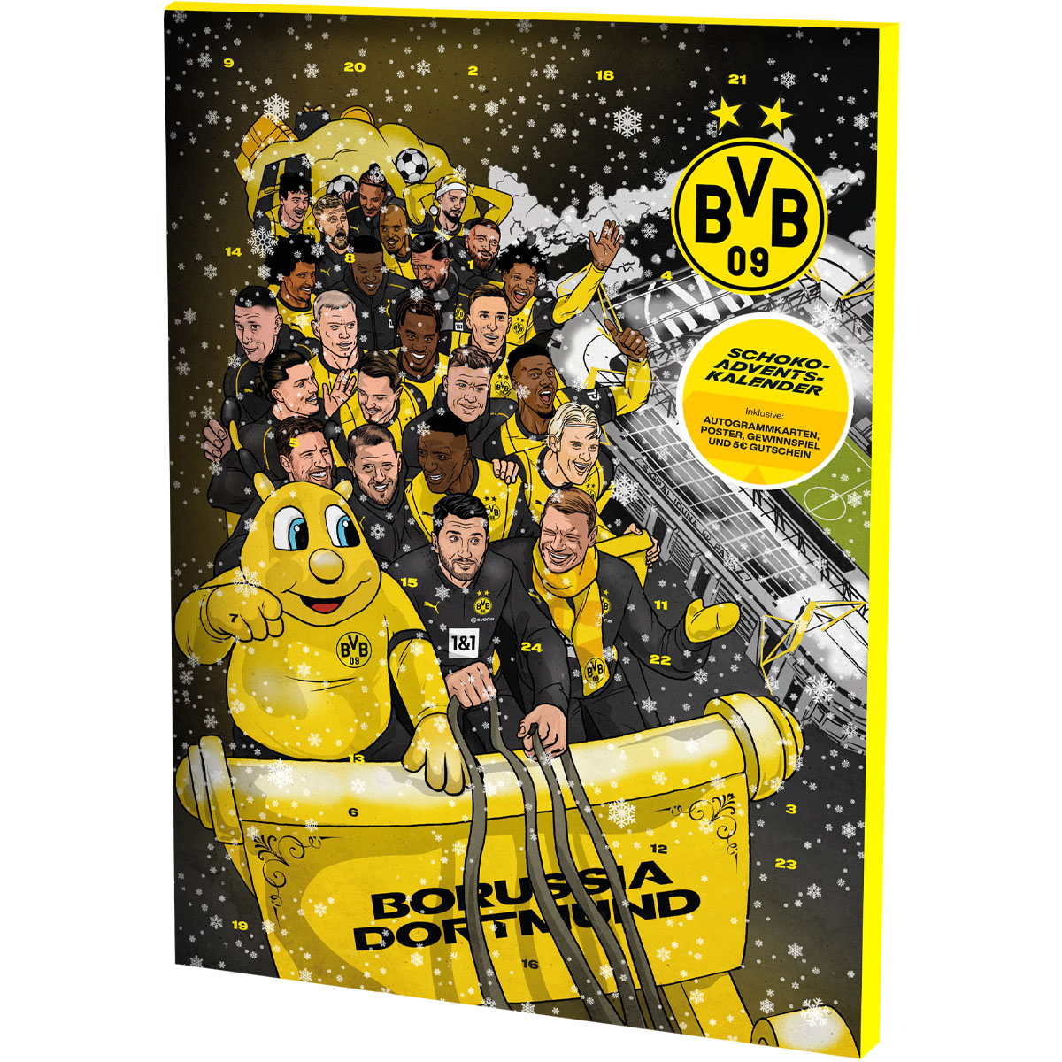 BVB Fußball Milchschokolade 2024 Adventskalender inkl. Autogrammkarten, Poster & Gutschein 180g