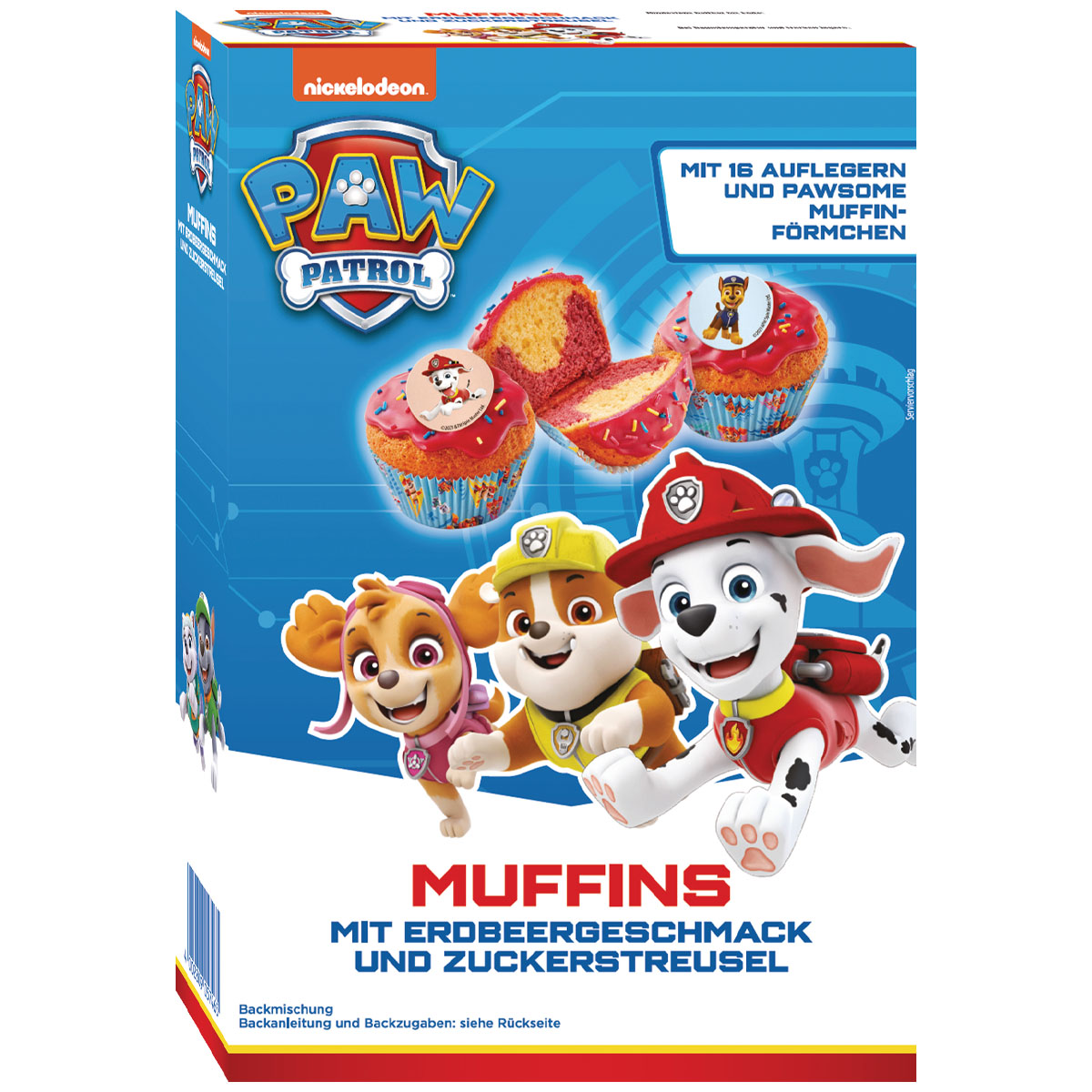 PAW PATROL Muffins mit Erdbeergeschmack und Zuckerstreuseln Backmischung 394g