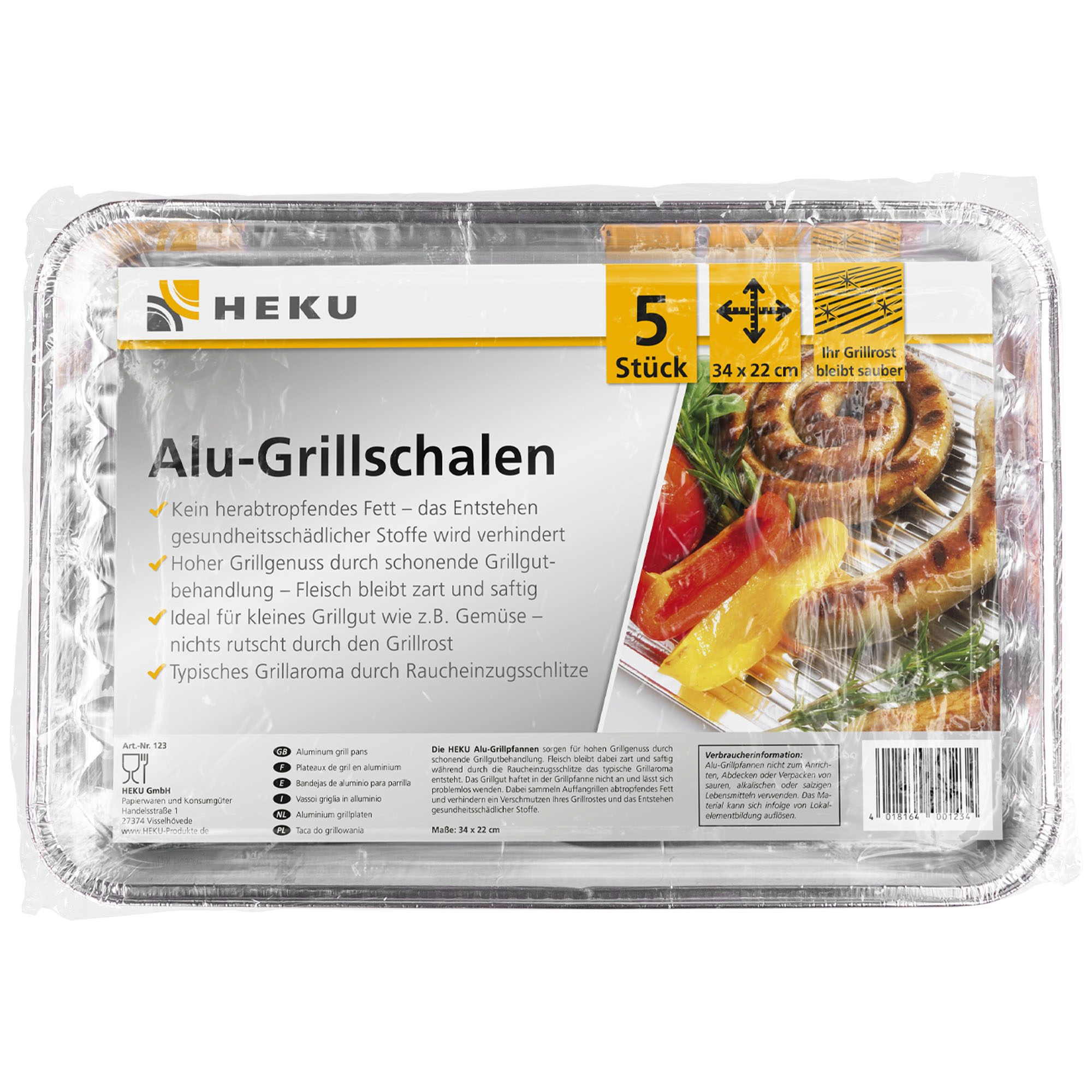 HEKU Alu-Grillschalen 5 Stück, 34x22cm