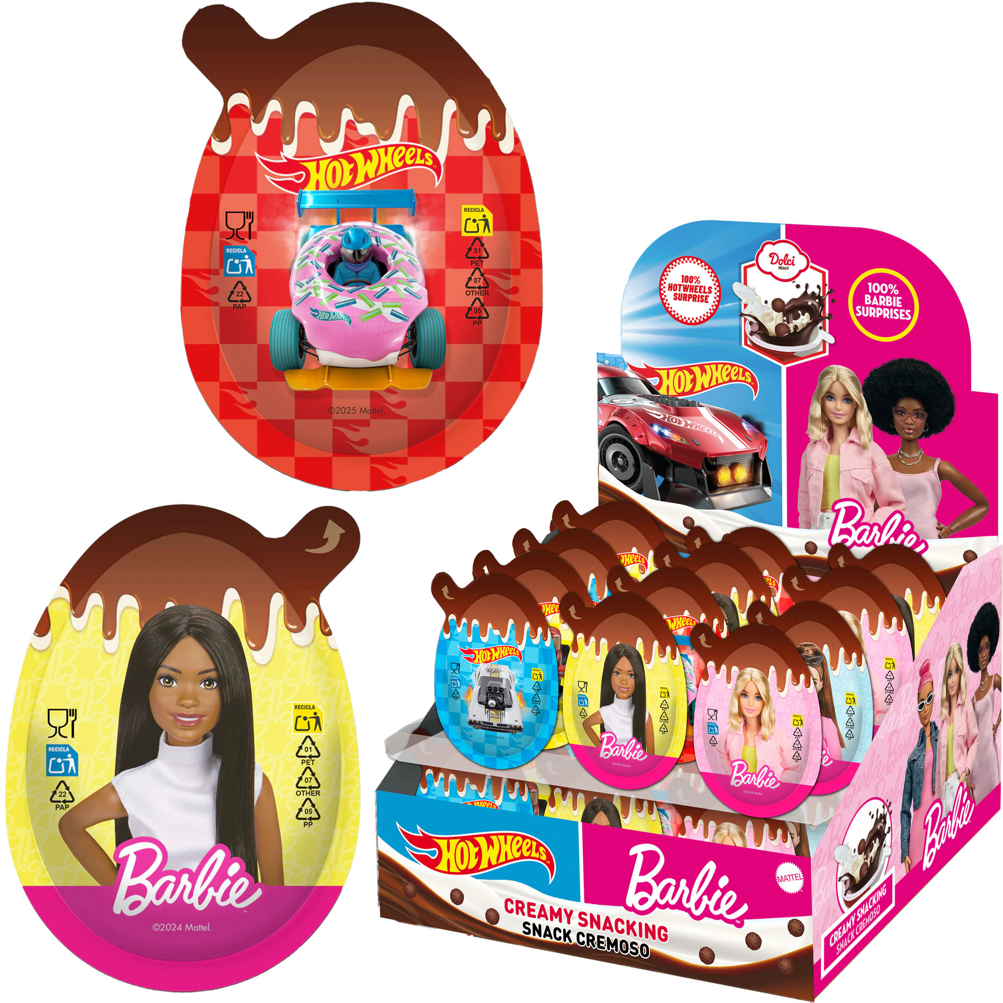DOLCI Creamy Snack Löffel Ei mit Überraschung Hot Wheels & Barbie 17,5g