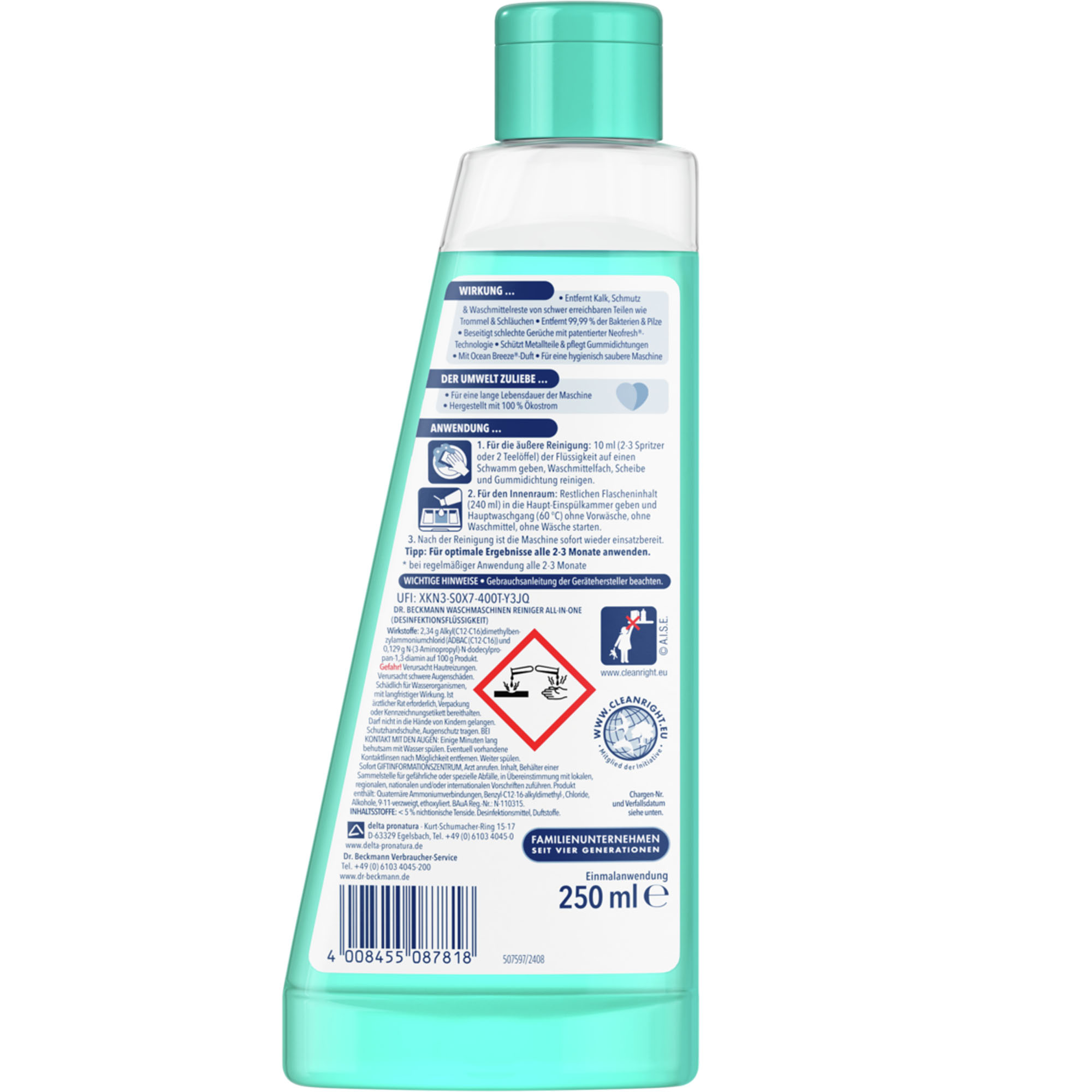 DR. BECKMANN Waschmaschinen Reiniger All-in-One 250ml