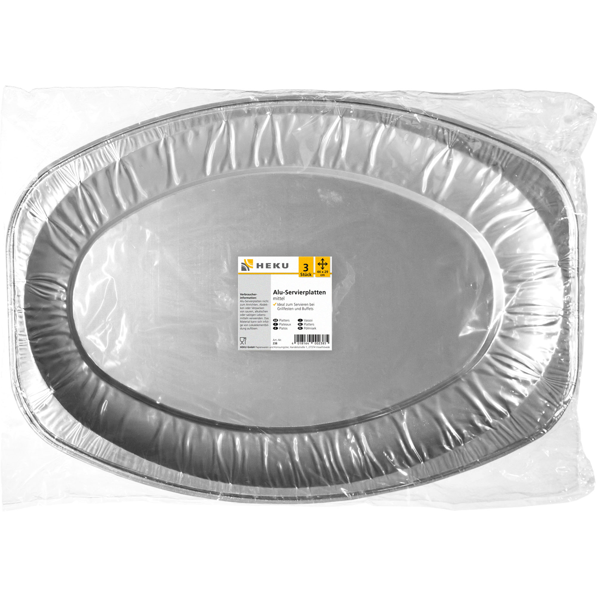 HEKU Alu-Servierplatten 3 Stück, 44x29cm