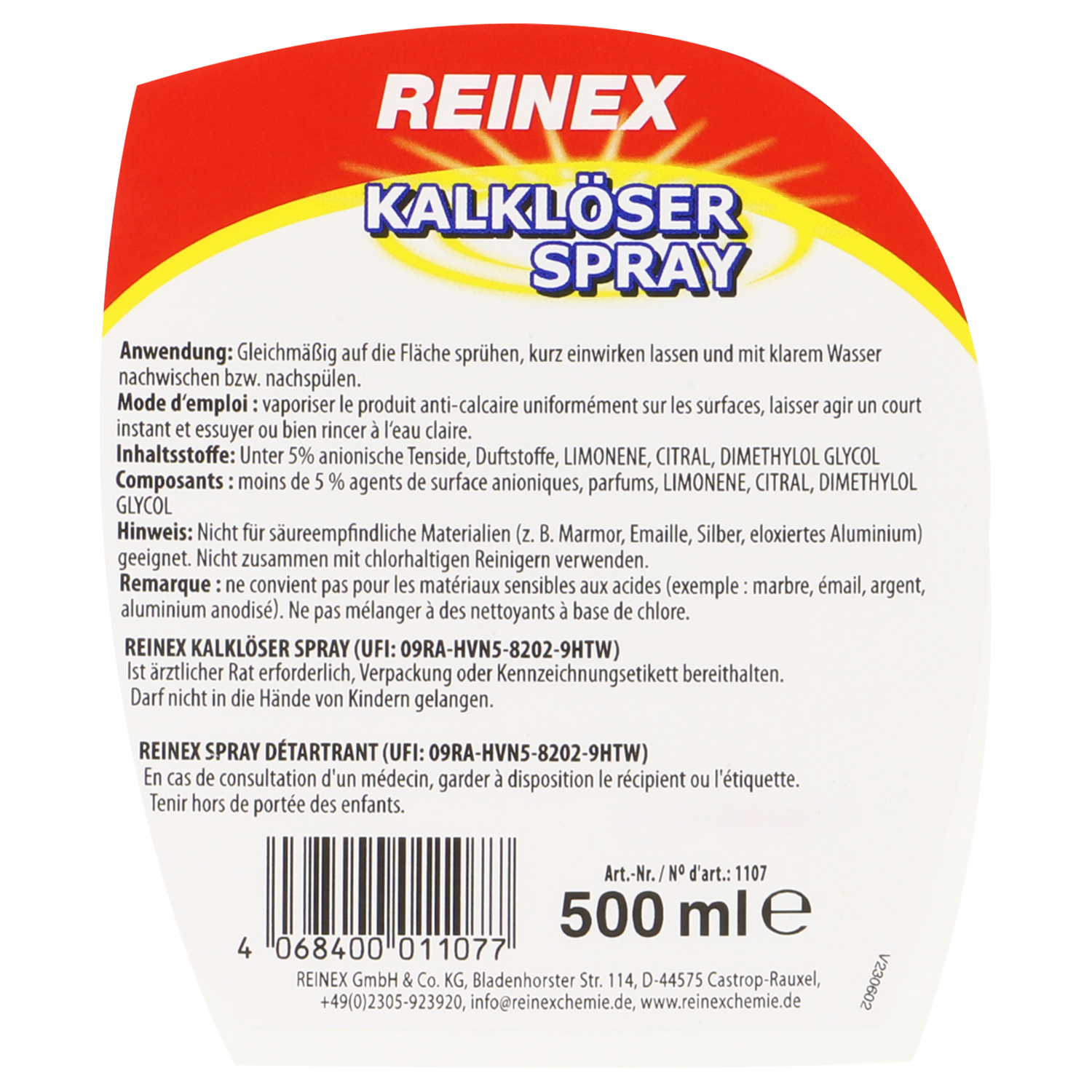 REINEX Kalklöser Spray 500ml