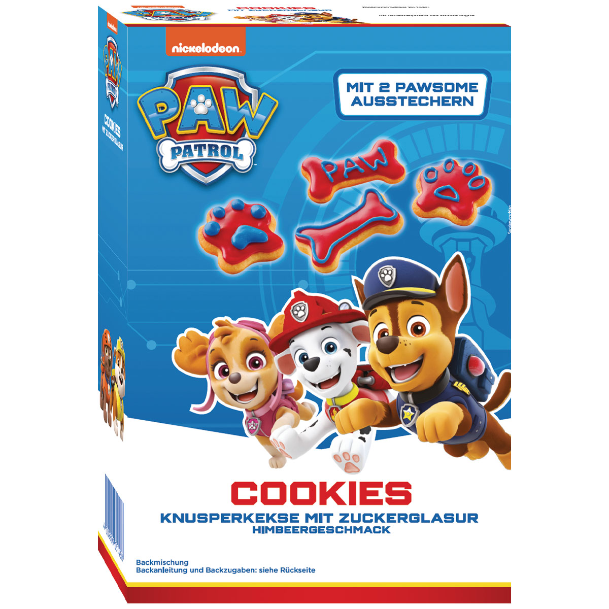 PAW PATROL Cookies Knusperkekse mit Zuckerglasur Himbeergeschmack Backmischung 475g