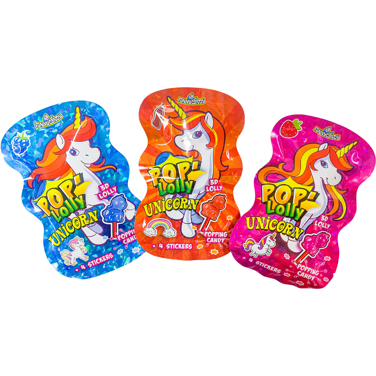 FUNNY CANDY Pop Lolly Unicorn 3x16g, inkl. Sticker