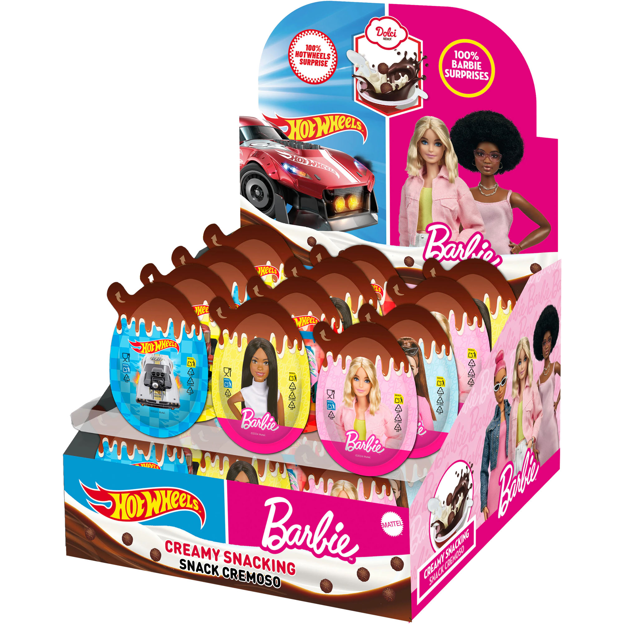 DOLCI Creamy Snack Löffel Ei mit Überraschung Hot Wheels & Barbie 17,5g