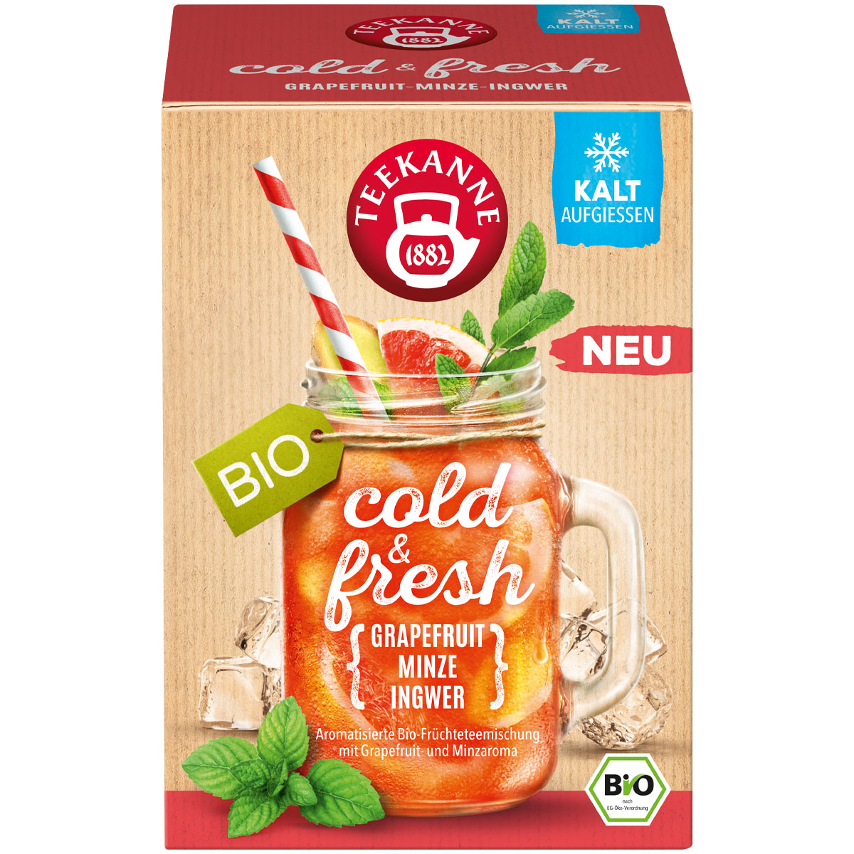 TEEKANNE cold & fresh Bio Grapefruit-Minze-Ingwer 15er