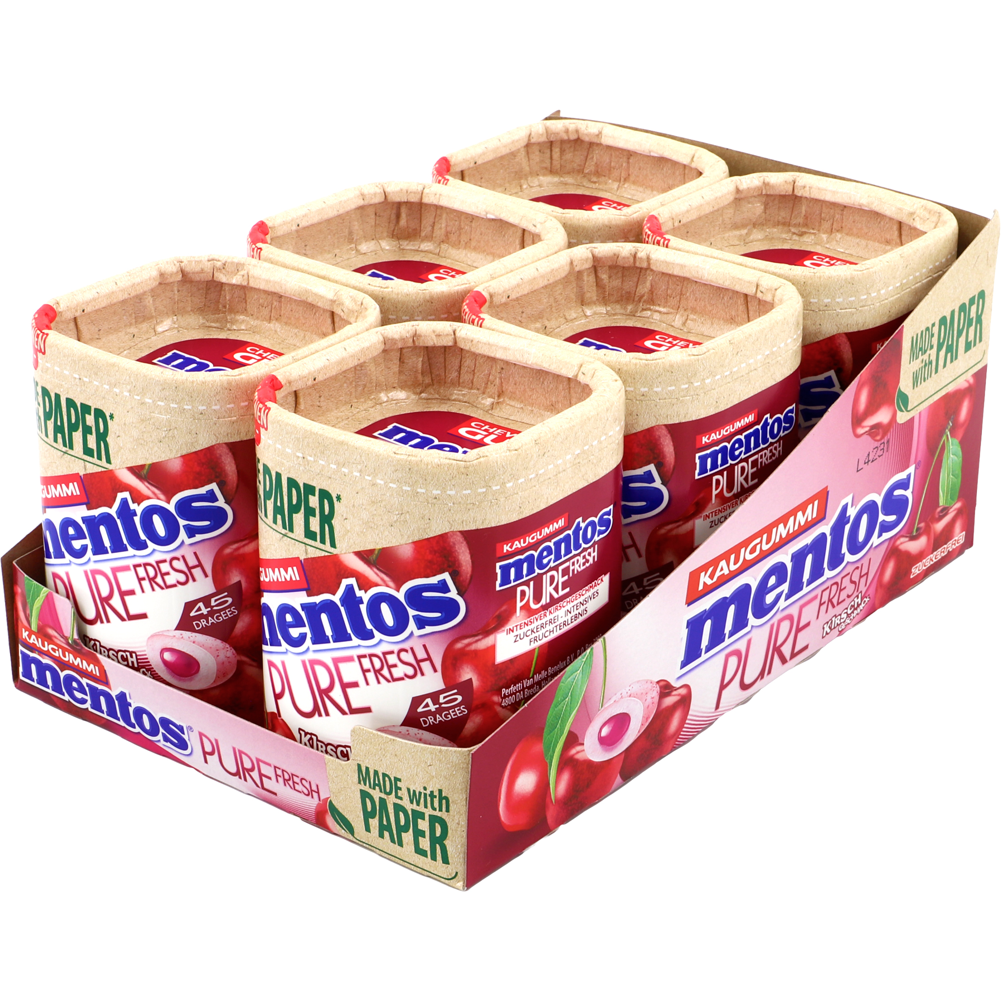 MENTOS Kaugummi Pure Fresh Kirsch Geschmack 90g