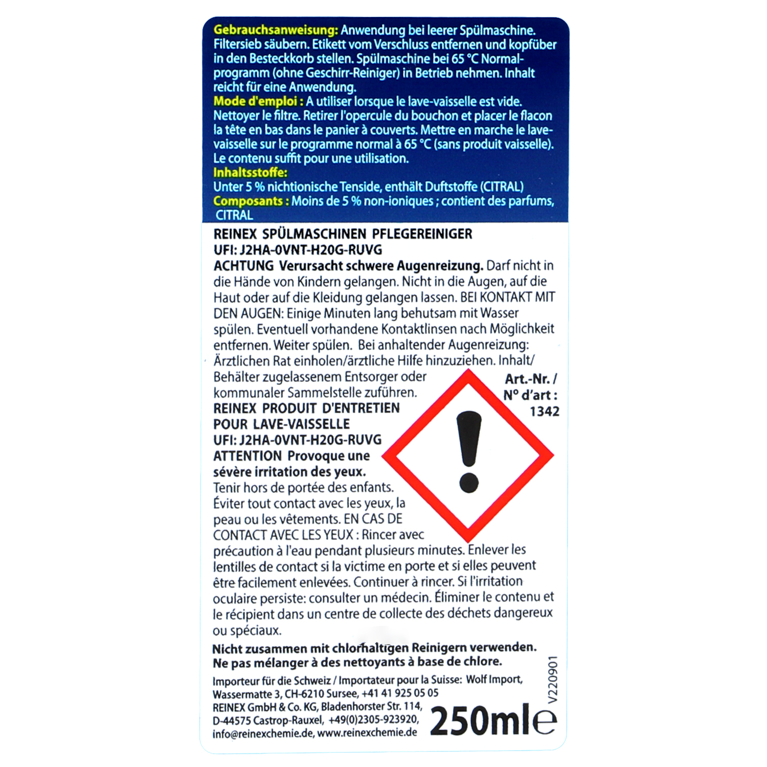 REINEX Spülmaschinen Pflegereiniger 250ml