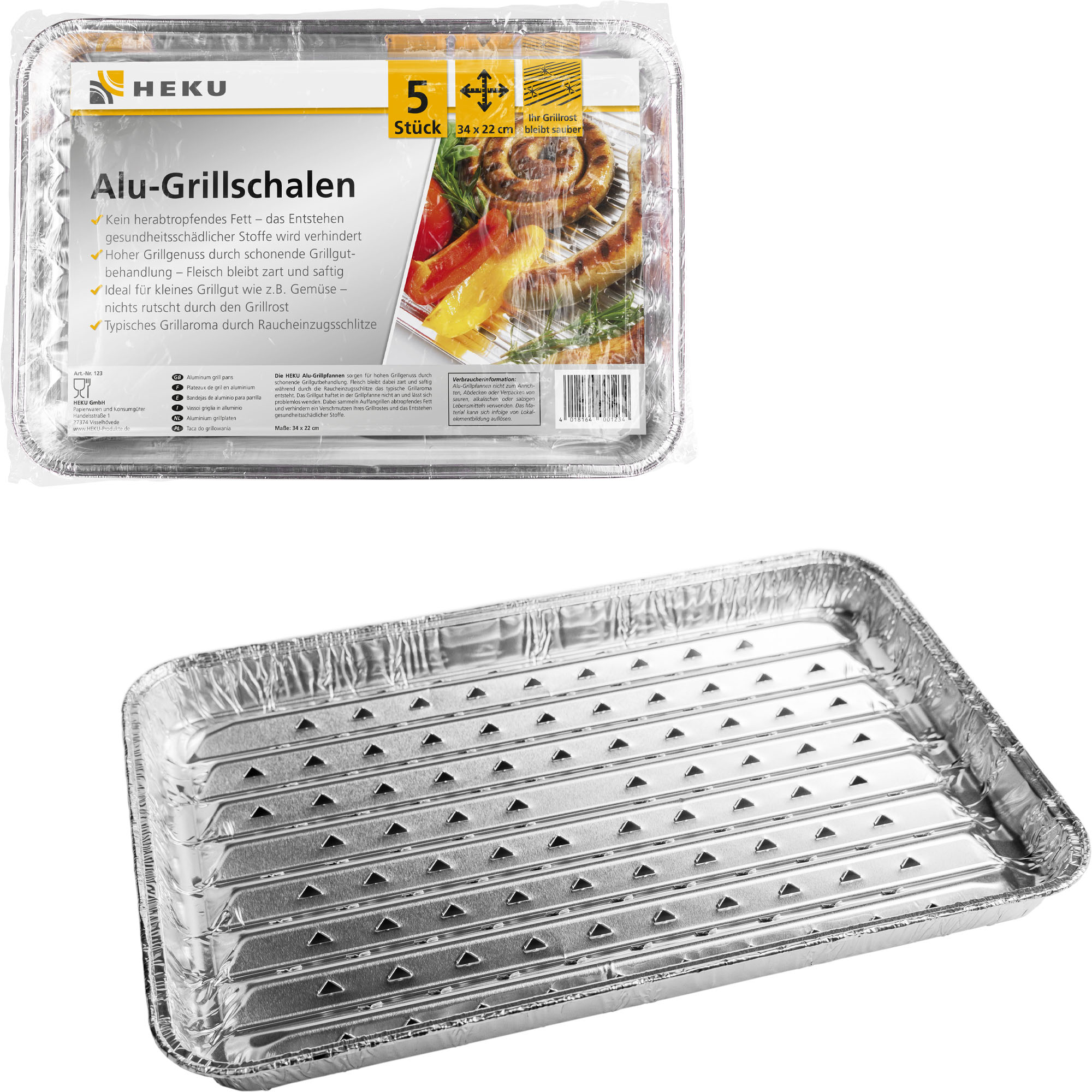 HEKU Alu-Grillschalen 5 Stück, 34x22cm