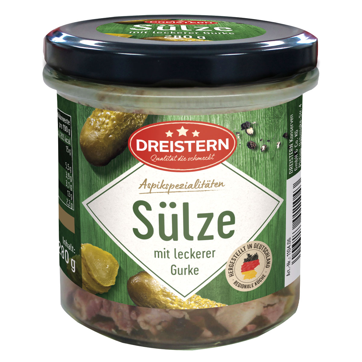 DREISTERN Sülze mit leckerer Gurke 280g