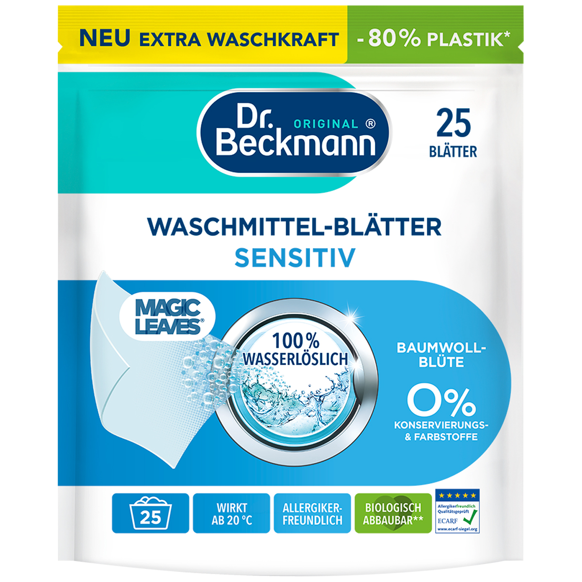 DR. BECKMANN Waschmittel-Blätter Sensitiv 25er-Pack