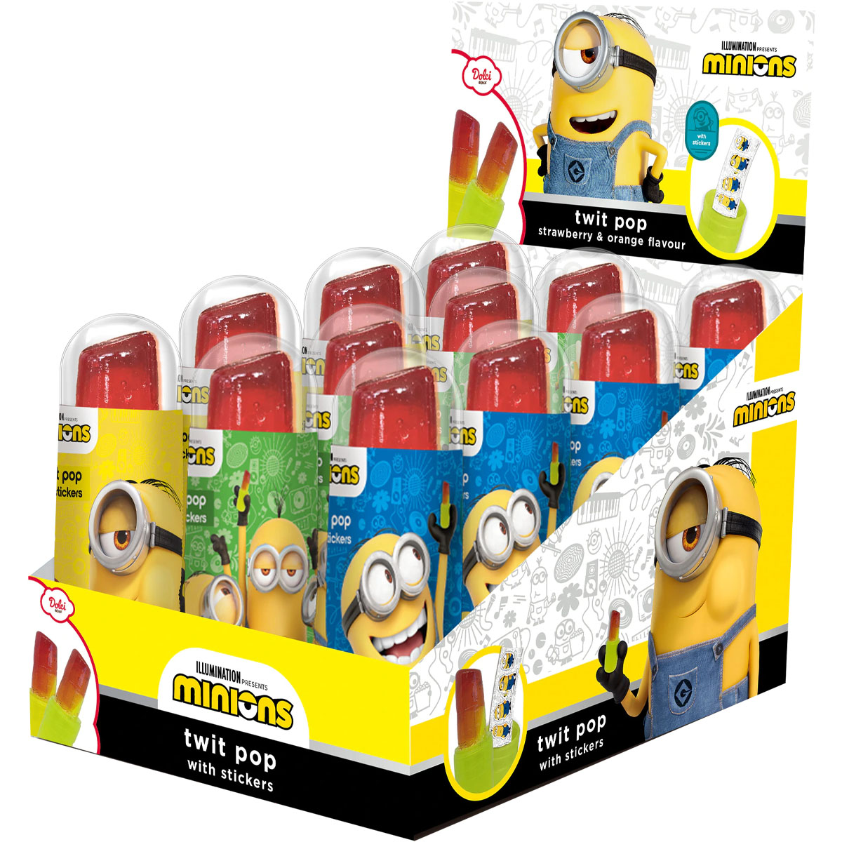 MINIONS Twist Pop Lolli Erdbeer-& Orangengeschmack inkl. Sticker 15g