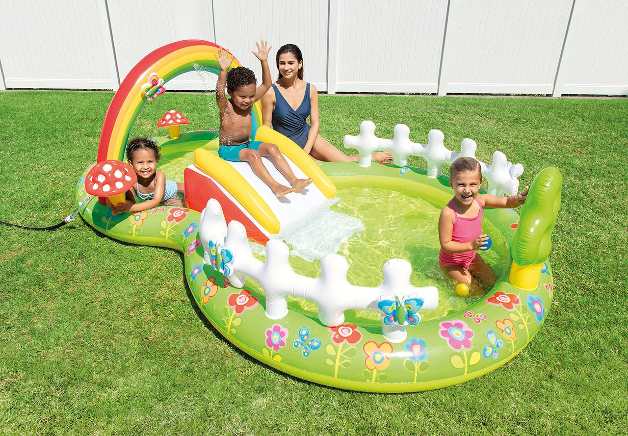 INTEX Play Center Garten Planschbecken Kinderpool aufblasbar mit Rutsche