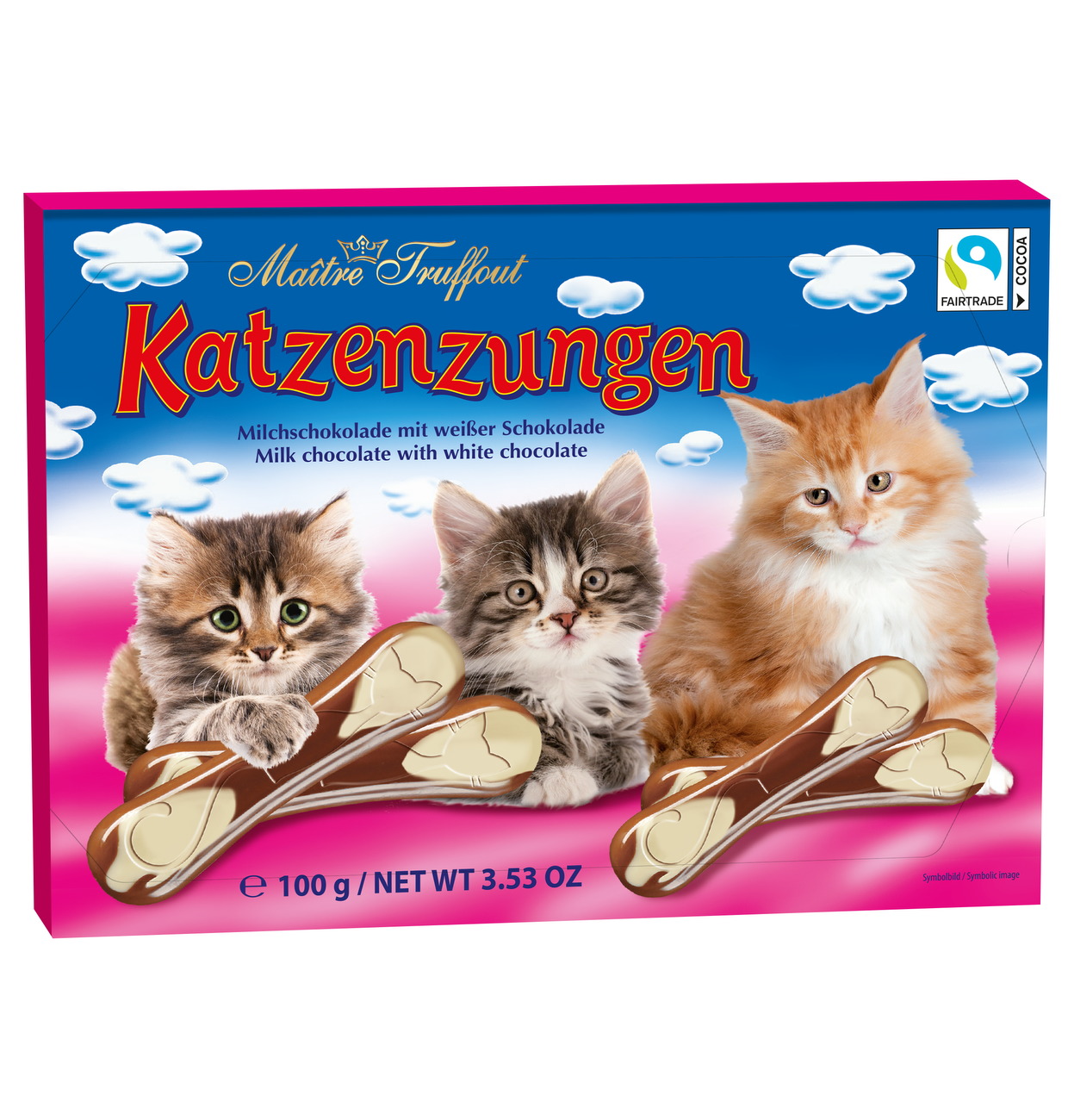 MÂITRE TRUFFOUT Katzenzungen weiße Milchschokolade 100g