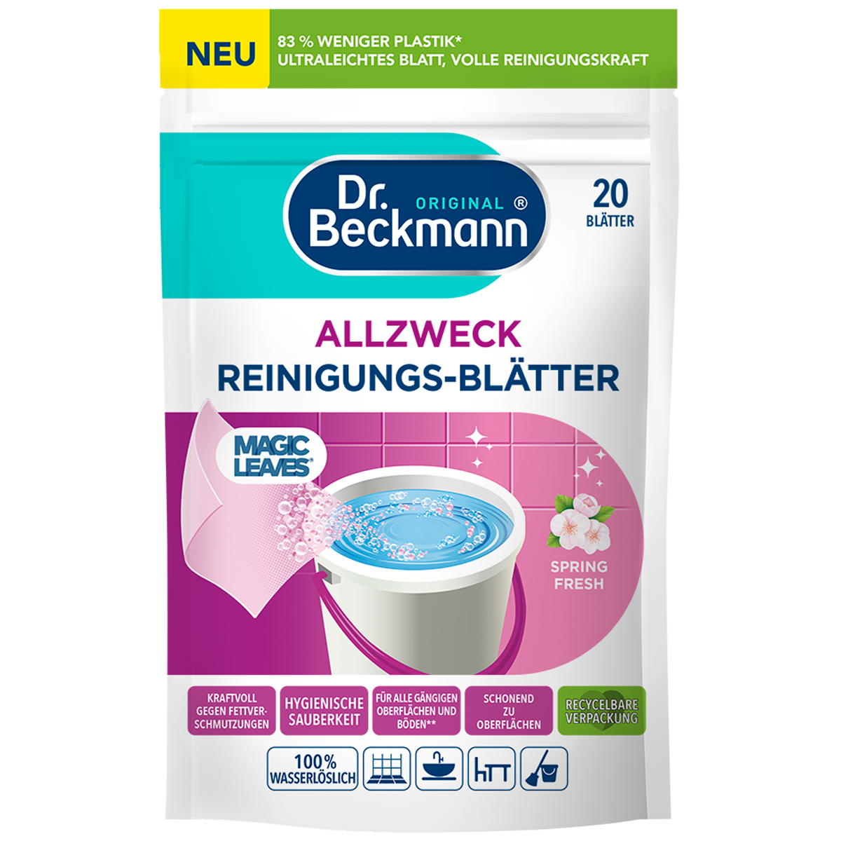 DR.BECKMANN Allzweck Reinigungs-Blätter Magic Leaves Spring Fresh 20er