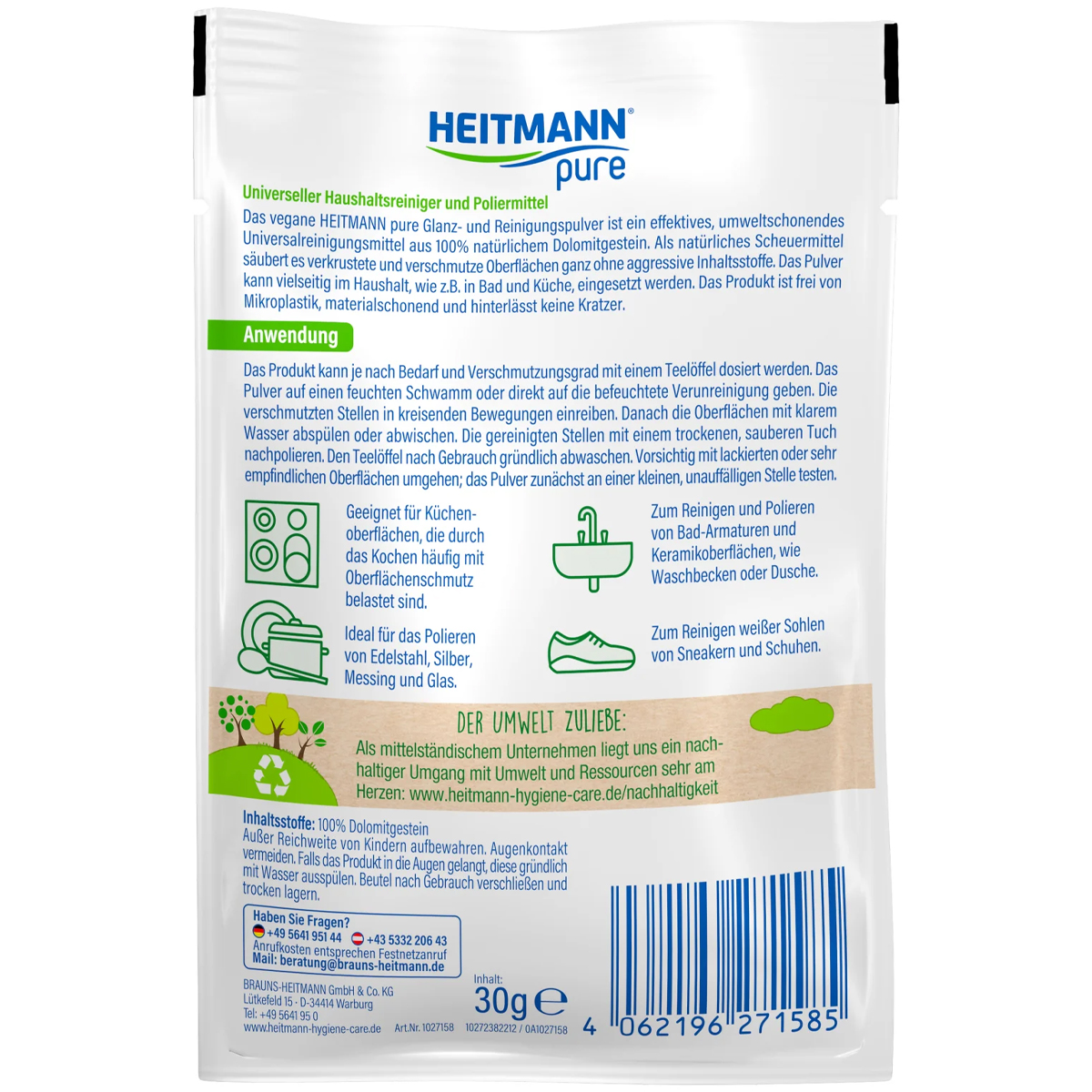 HEITMANN PURE Glanz- & Reinigungspulver 30g