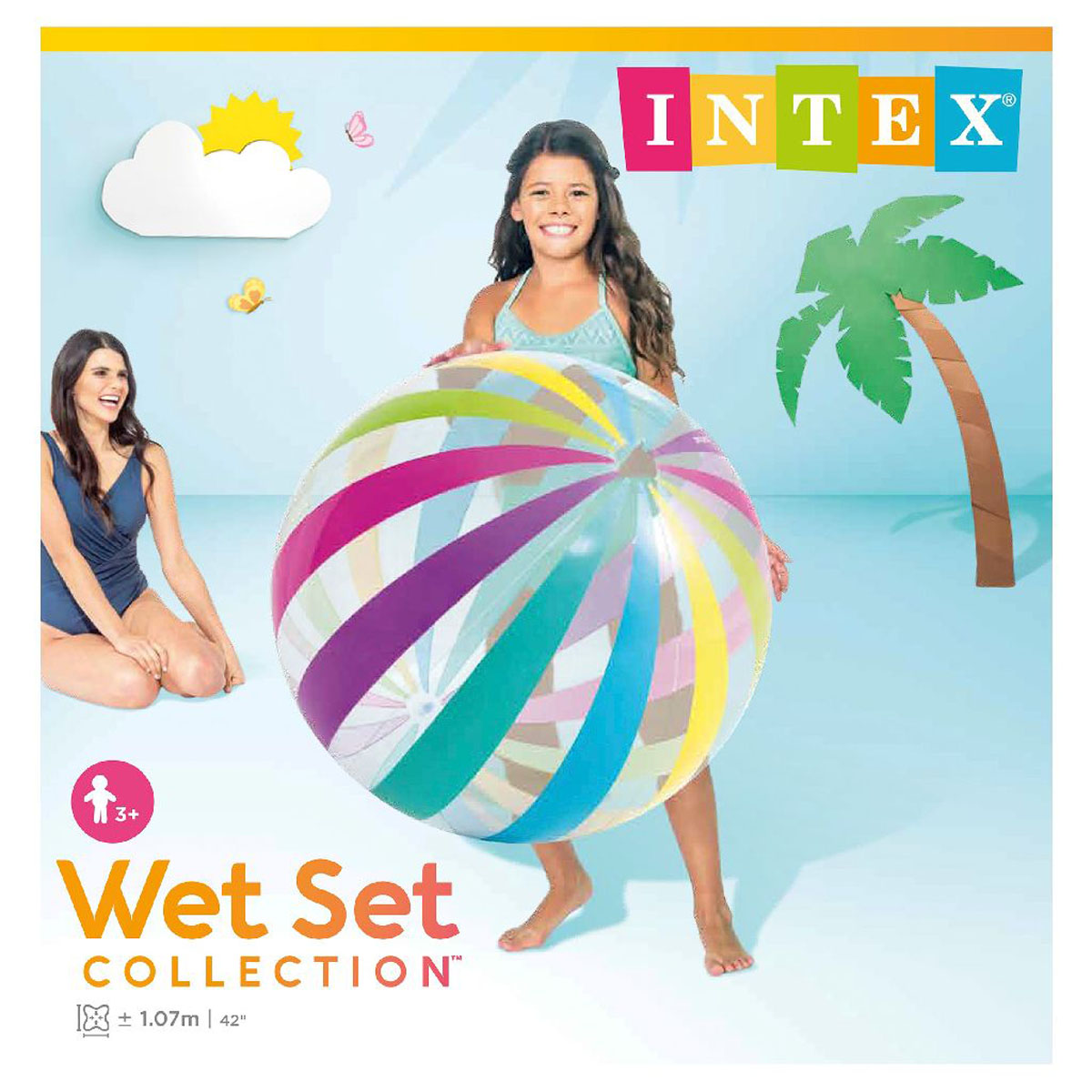 INTEX Wasserball aufblasbar Strandball Beach Ball Rainbow 107cm