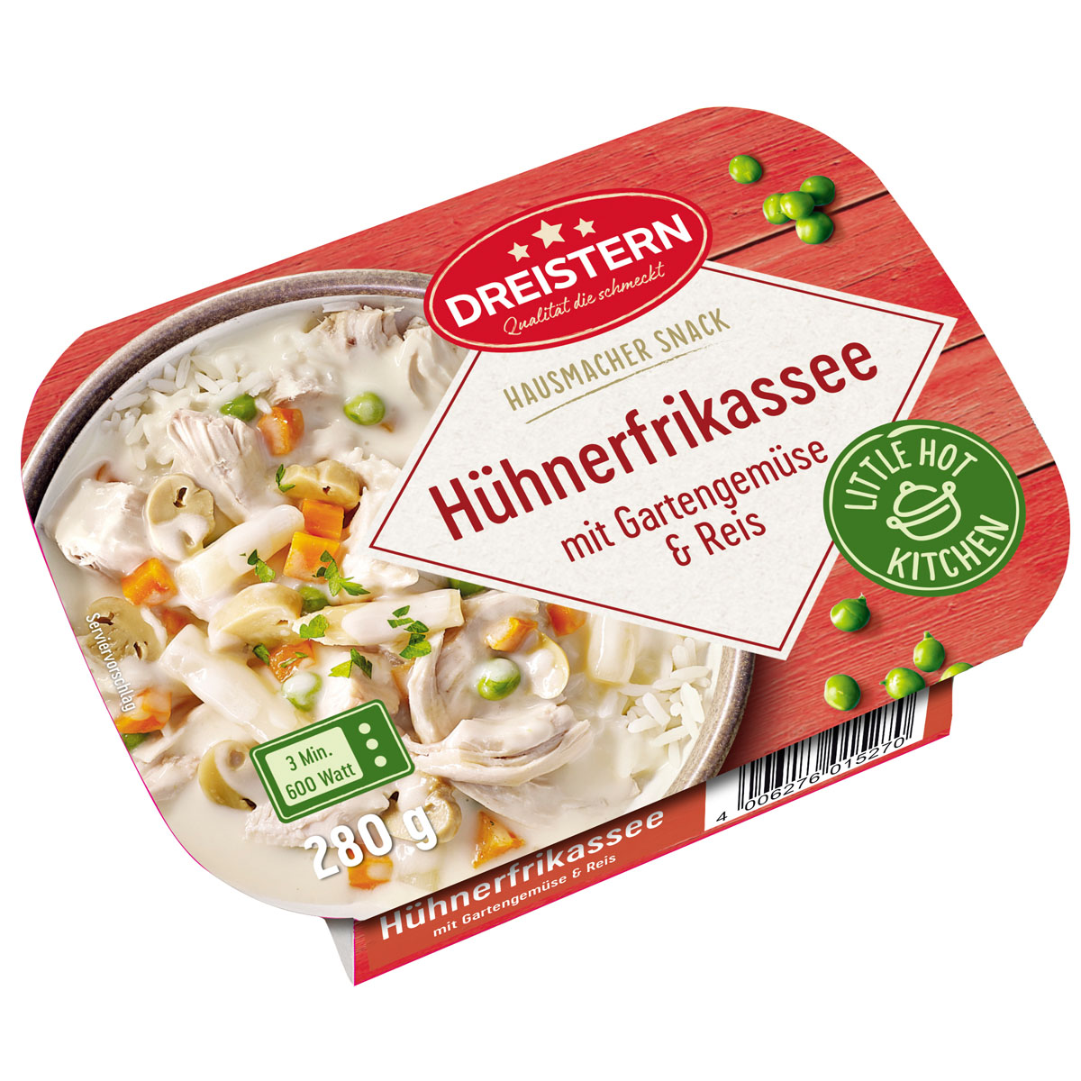 DREISTERN Hühnerfrikassee mit Gartengemüse & Reis 280g