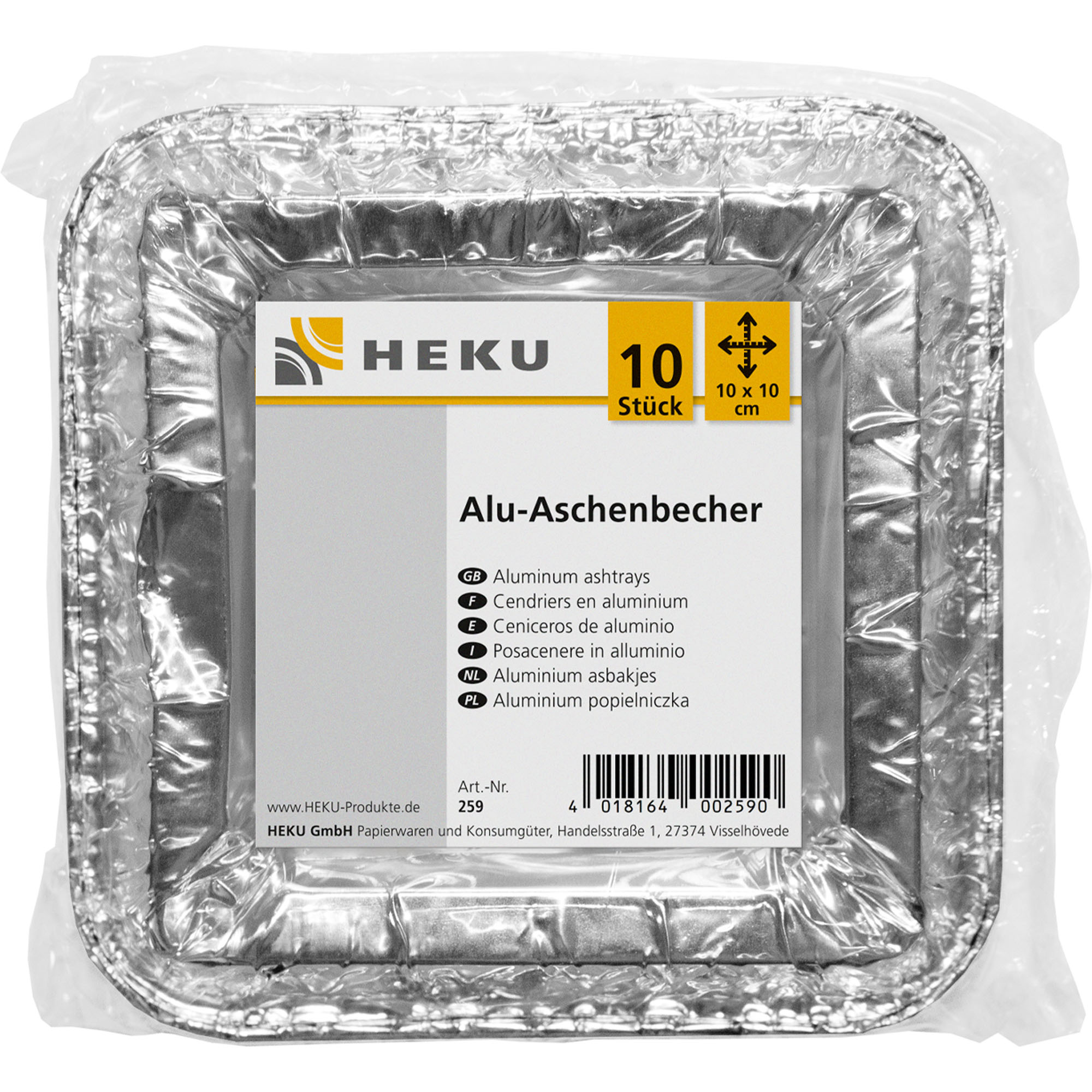 HEKU Alu-Aschenbecher 10 Stück, 10x10cm