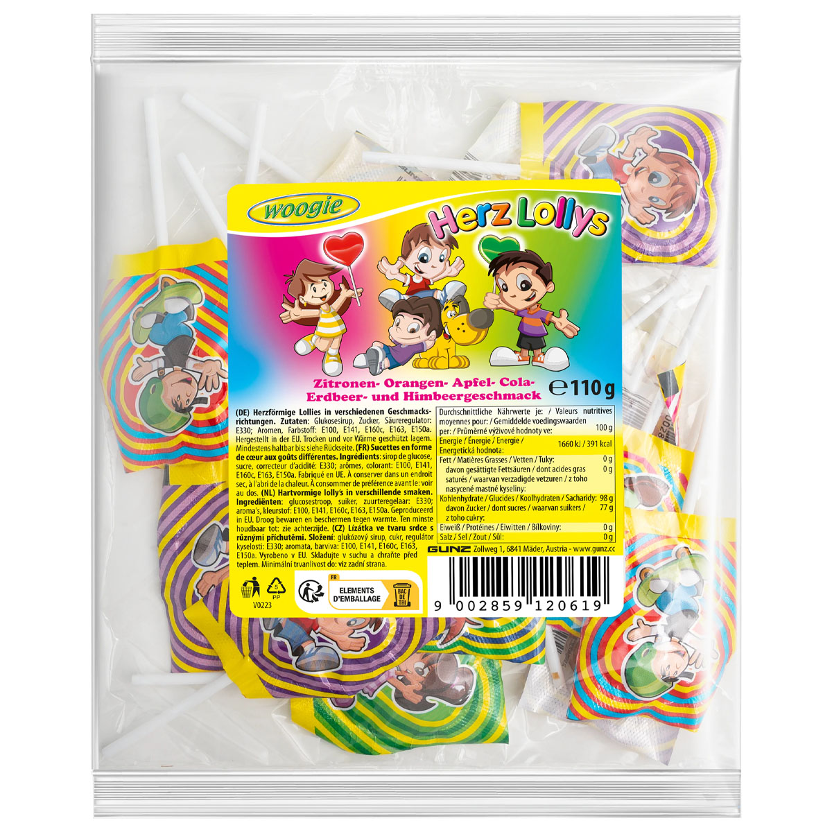 WOOGIE Herz Lollys 110g