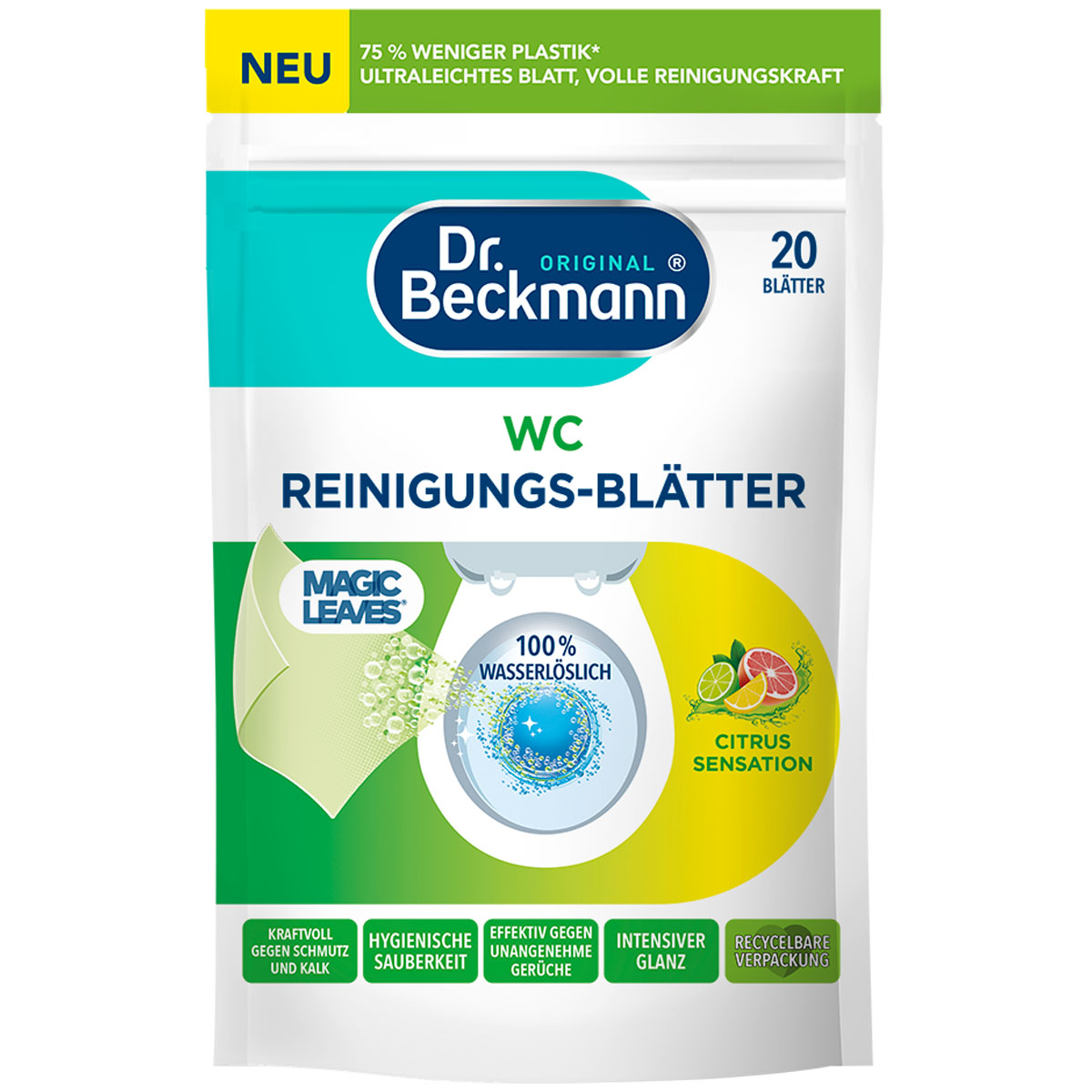 DR. BECKMANN WC Reinigungs-Blätter Magic Leaves Citrus Sensation 20er