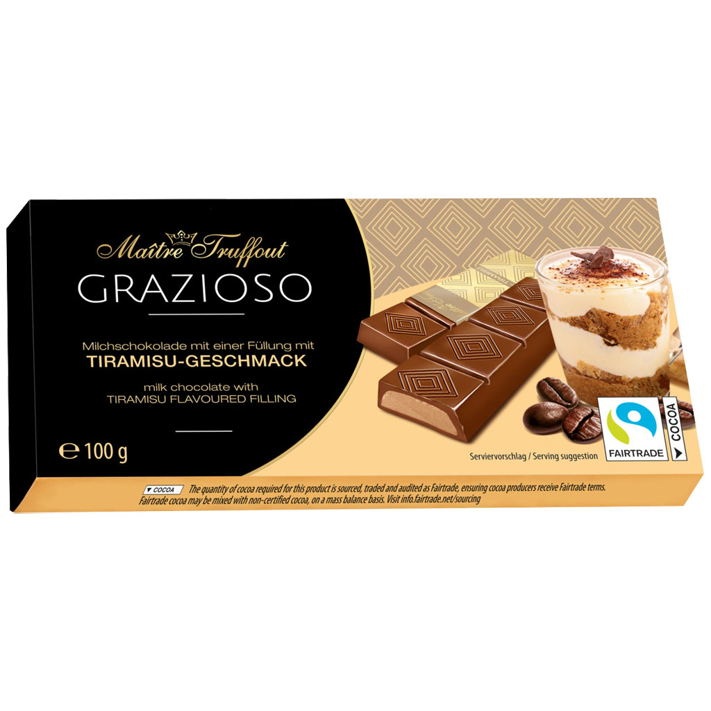 MÂITRE TRUFFOUT Grazioso Milchschokolade Tiramisu Geschmack 100g 