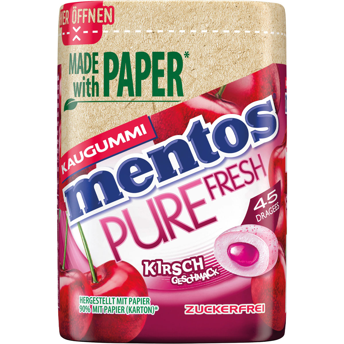 MENTOS Kaugummi Pure Fresh Kirsch Geschmack 90g