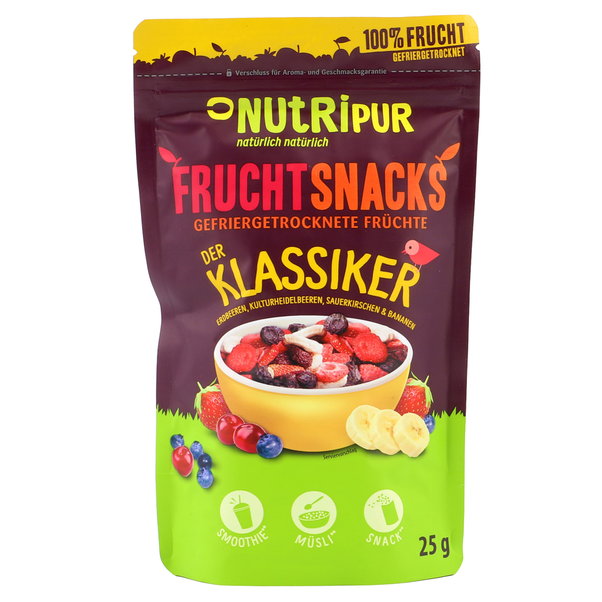 NUTRIPUR Fruchtsnacks Klassiker 25g
