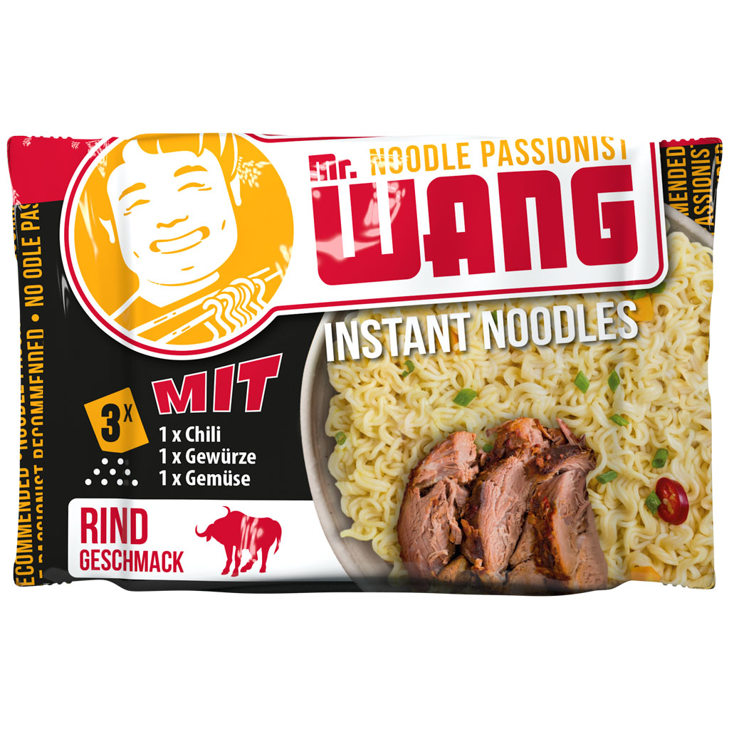 MR. WANG Instant Noodles mit 3x Würzmischung Rind Geschmack 85g