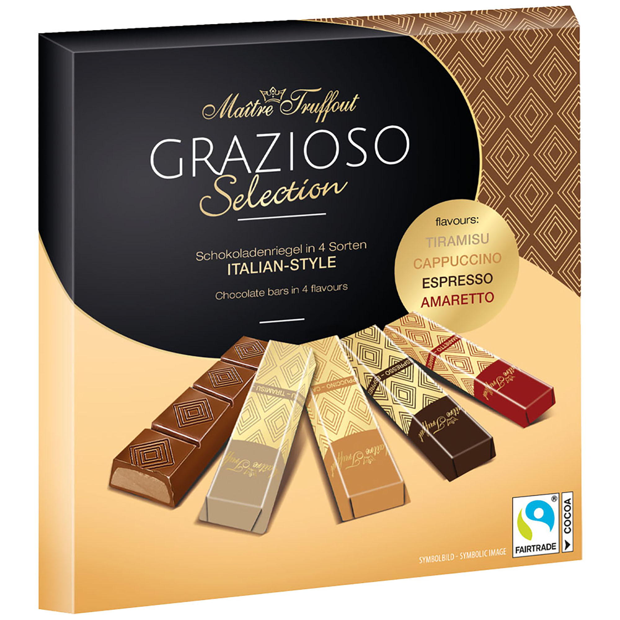 MÂITRE TRUFFOUT Grazioso Selection Schokoladenriegel in 4 Sorten Italian Style 200g (MHD 13.05.2026)