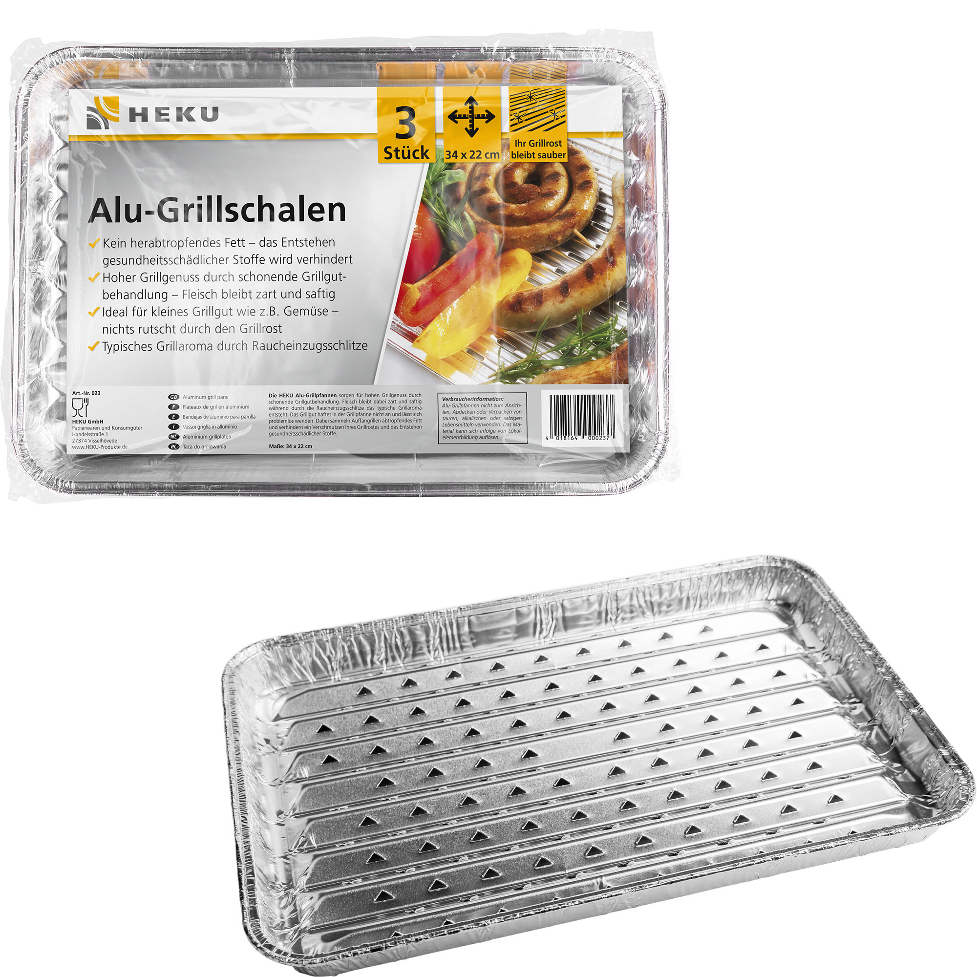 HEKU Alu-Grillschalen 3 Stück, 34x22cm