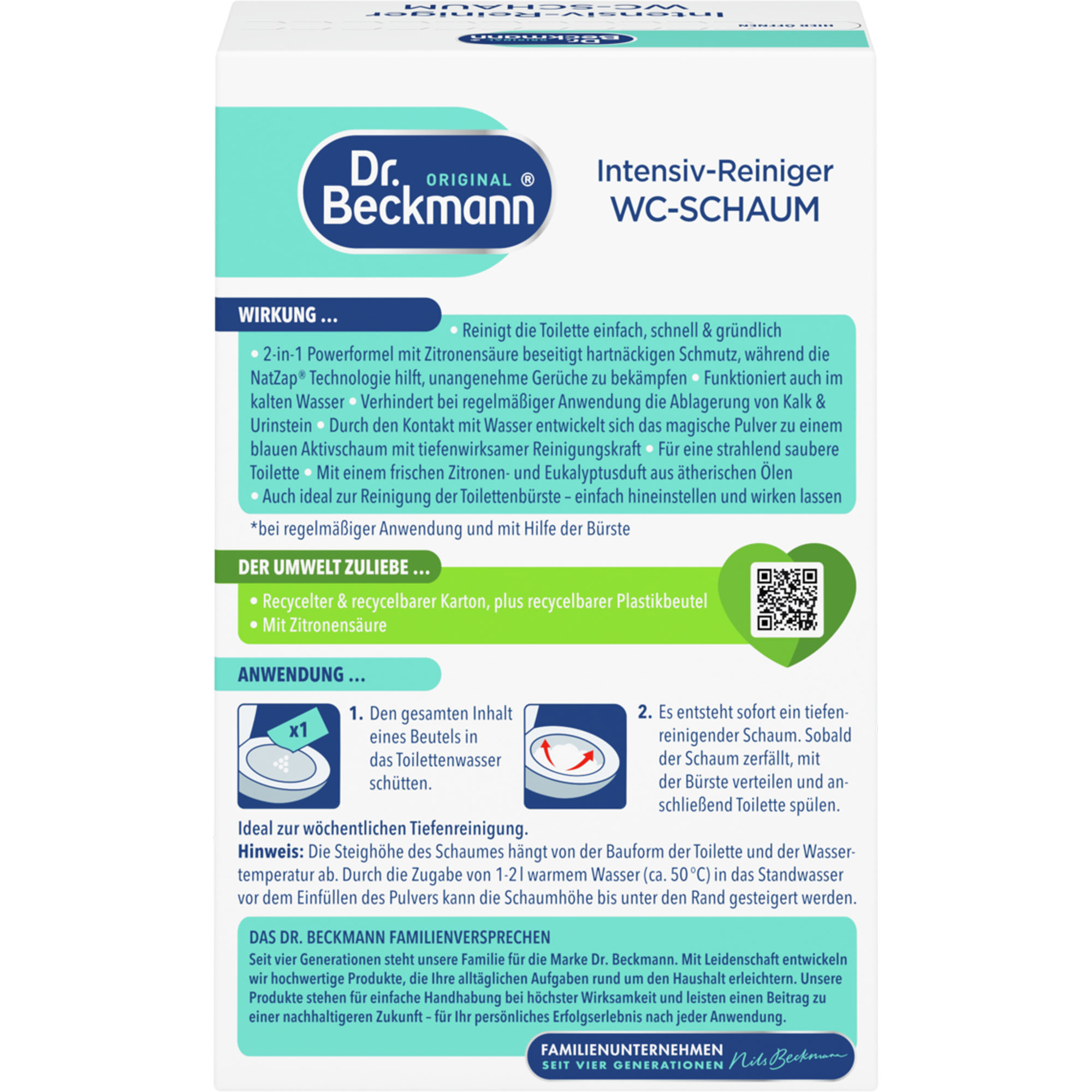 DR. BECKMANN Intensiv-Reiniger WC-Schaum 3x100g