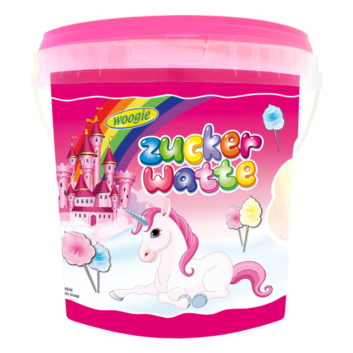 WOOGIE Zuckerwatte Einhorn Eimer 50g