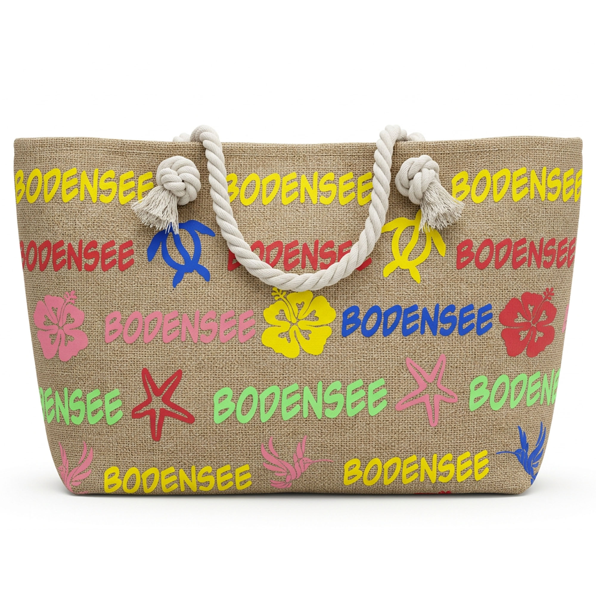 Schulter Tragetasche Bodensee Schriftzug, beige