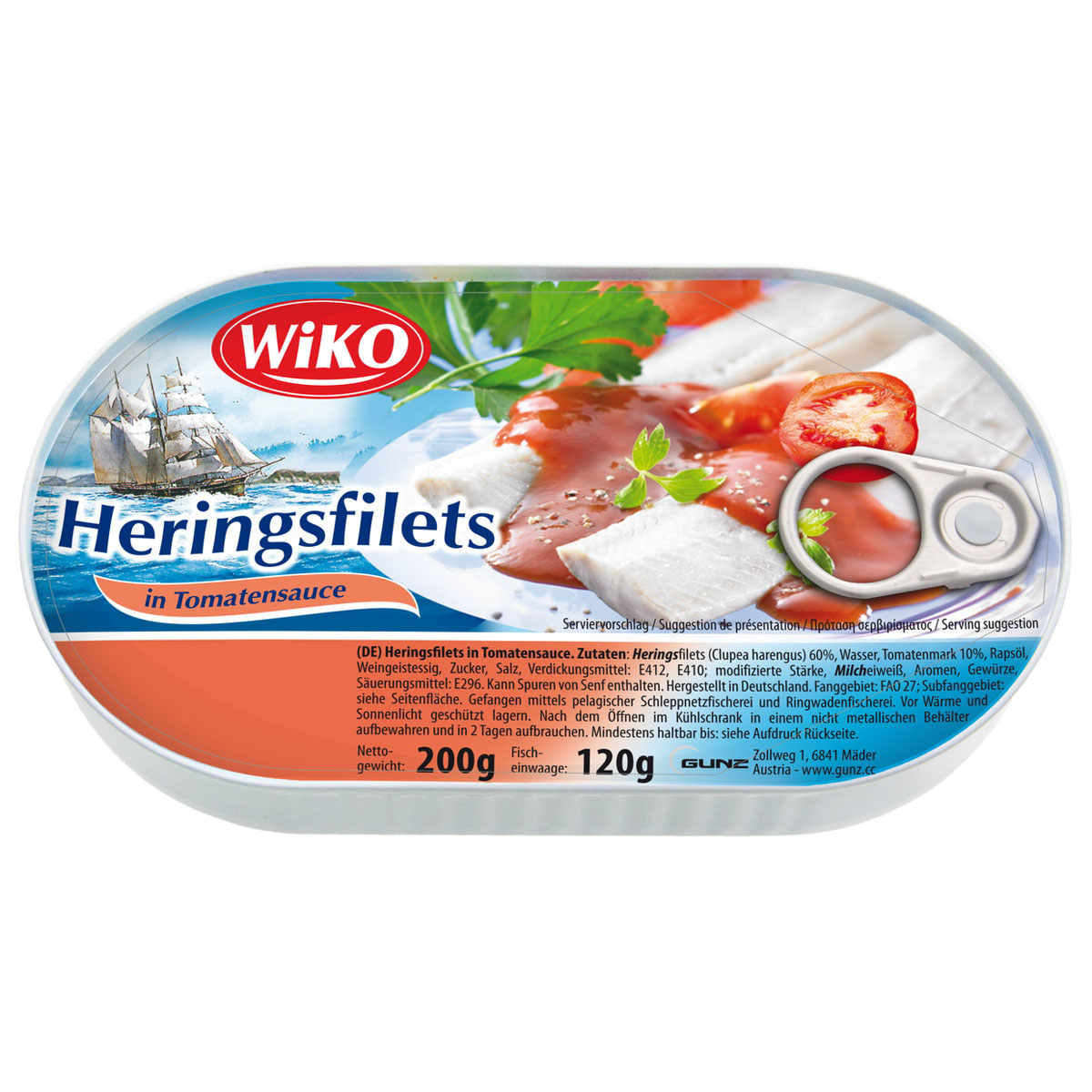 WIKO Heringsfilets in Tomatensauce 200g/120g