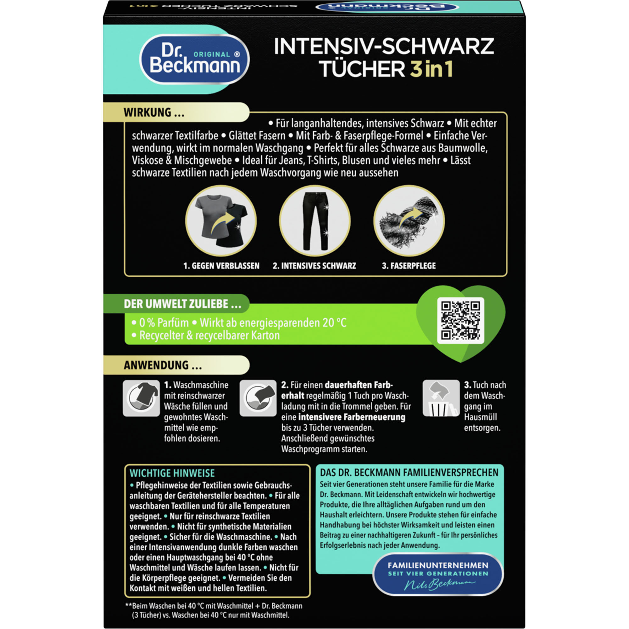 DR. BECKMANN Intensiv-Schwarz-Tücher 3in1, 8 Tücher