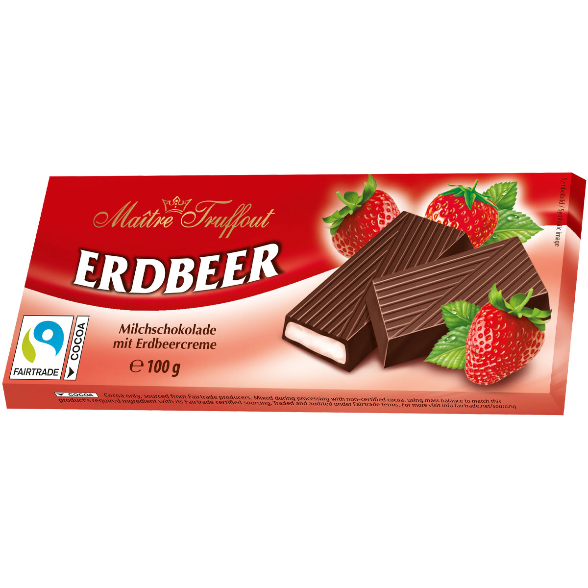 MÂITRE TRUFFOUT Erdbeer Milchschokolade mit Erdbeercreme 100g