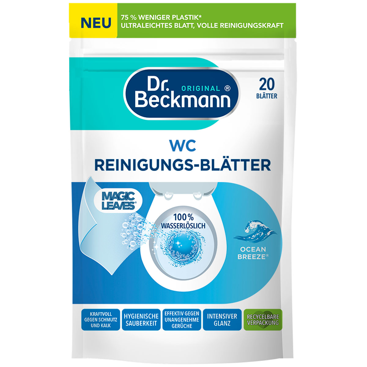 DR.BECKMANN WC Reinigungs-Blätter Magic Leaves Ocean Breeze 20er