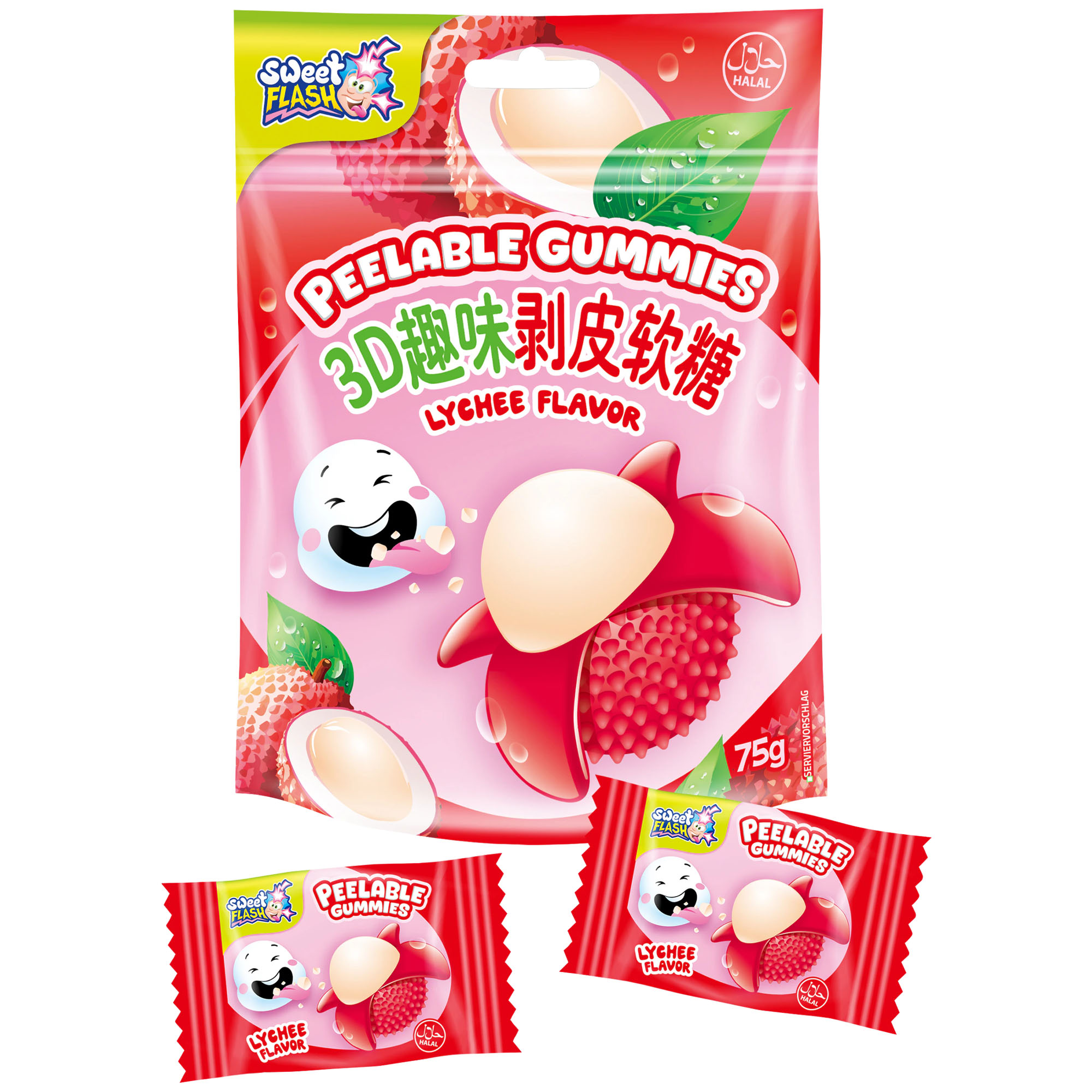 SWEET FLASH Fruchtgummi mit Litschigeschmack 75g