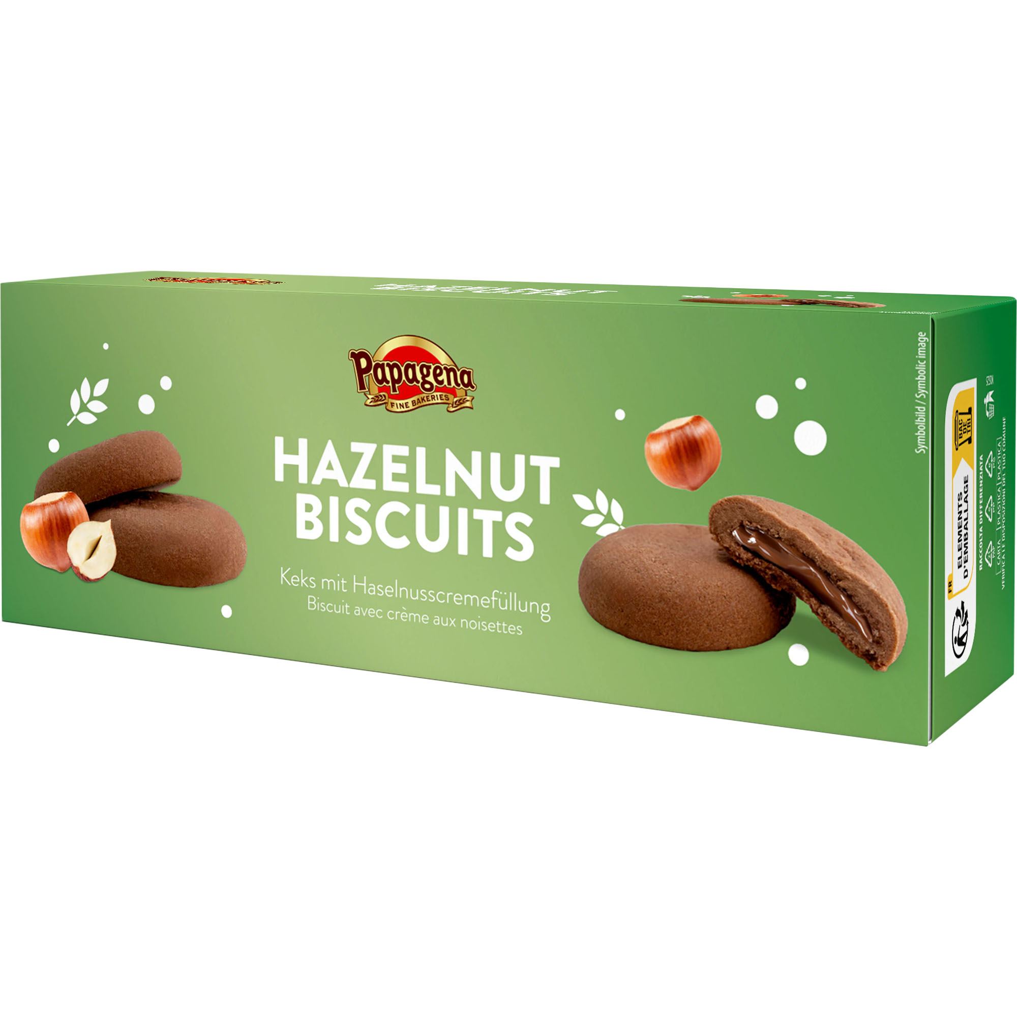 PAPAGENA Hazelnut Biscuits Keks mit Haselnusscremefüllung 150g
