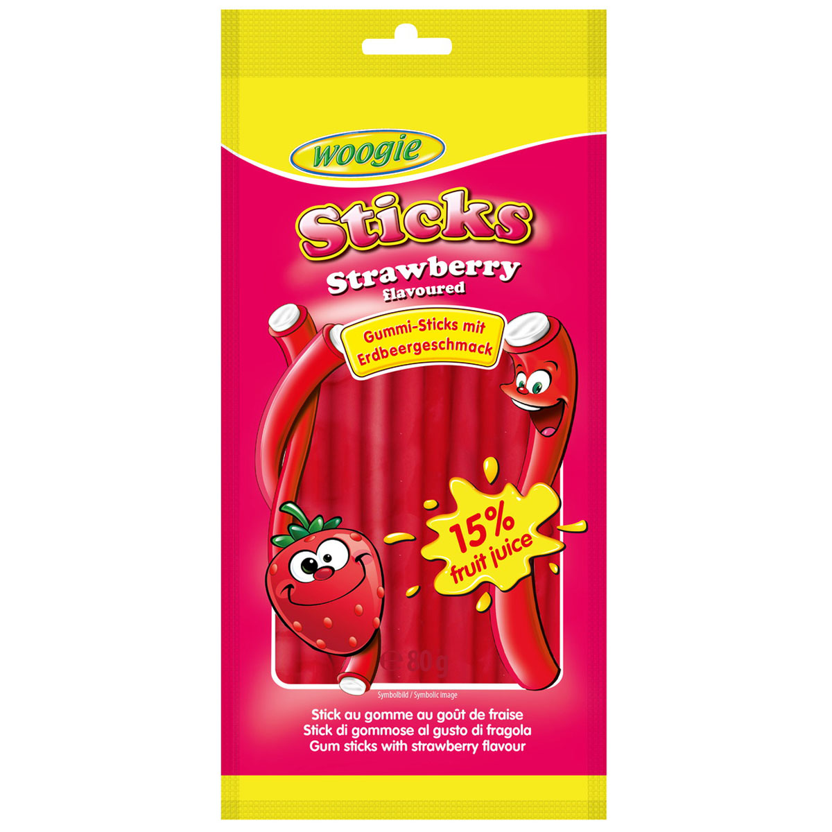 WOOGIE - Sticks Strawberry flavoured 80g