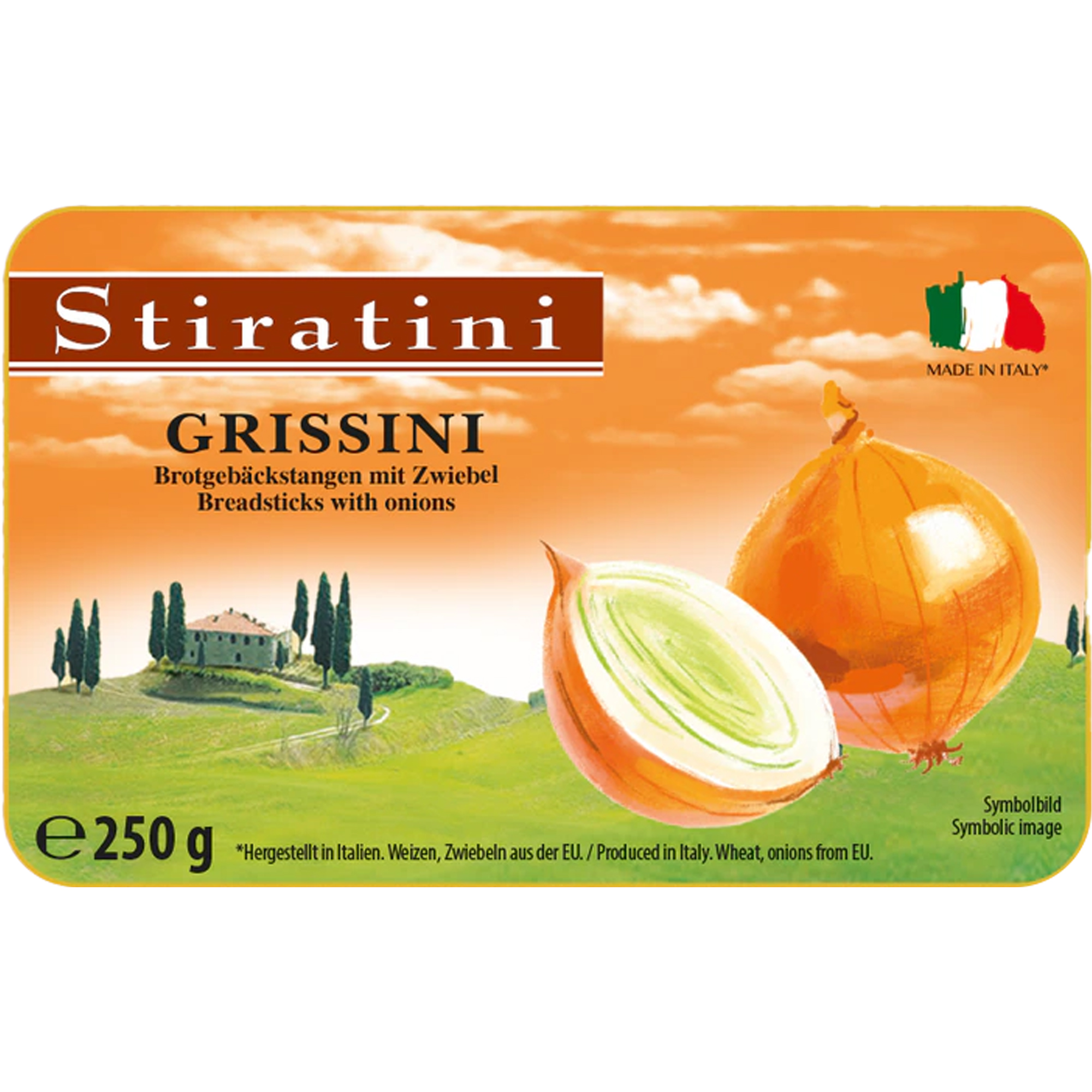 STIRATINI Grissini Brotgebäckstangen Zwiebel 250g