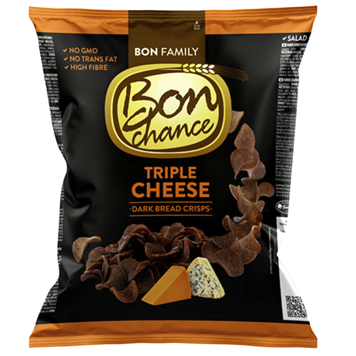 BON CHANCE Triple Cheese Dark Bread Crisps 120g