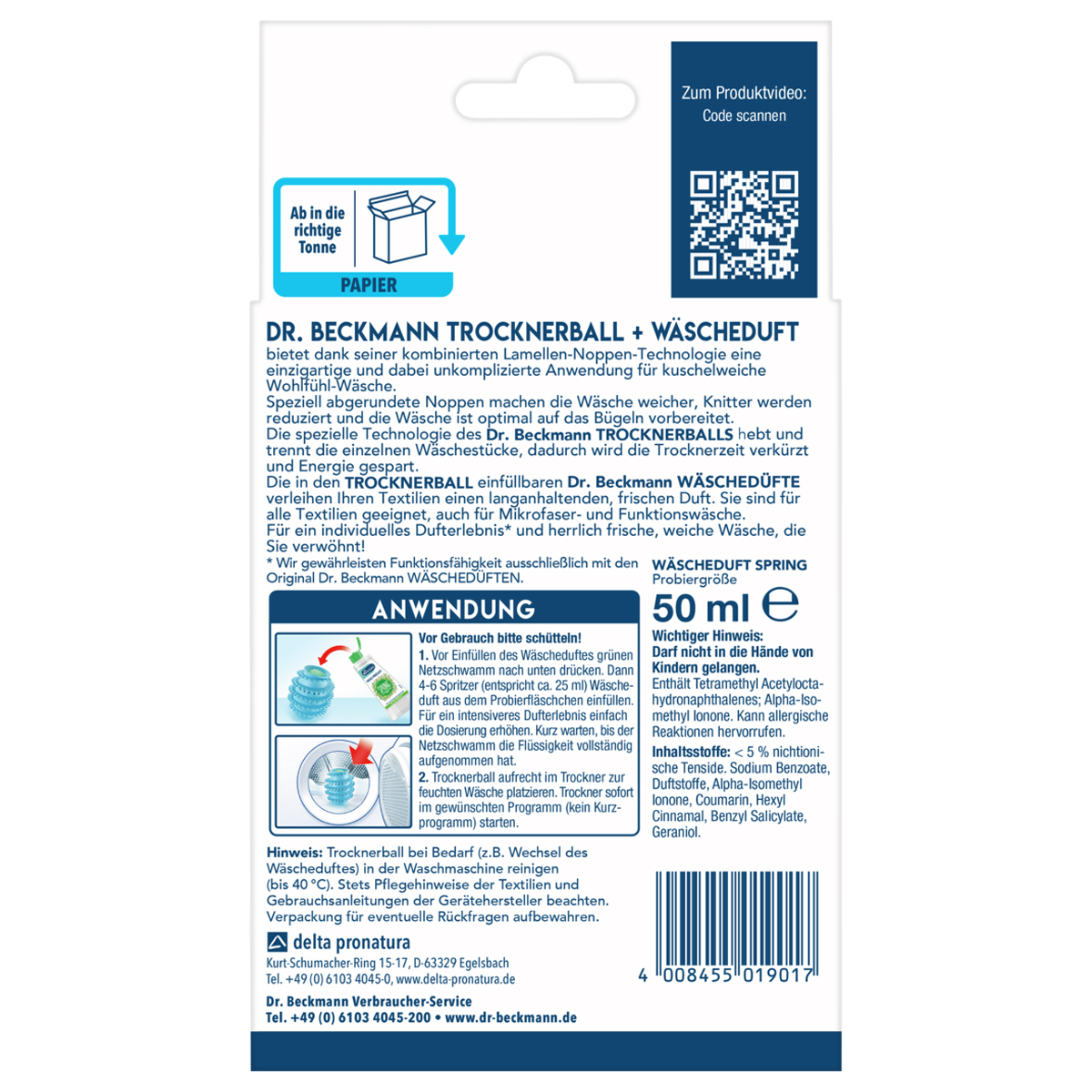 DR. BECKMANN Trockner Ball inkl. Wäscheduft 50ml