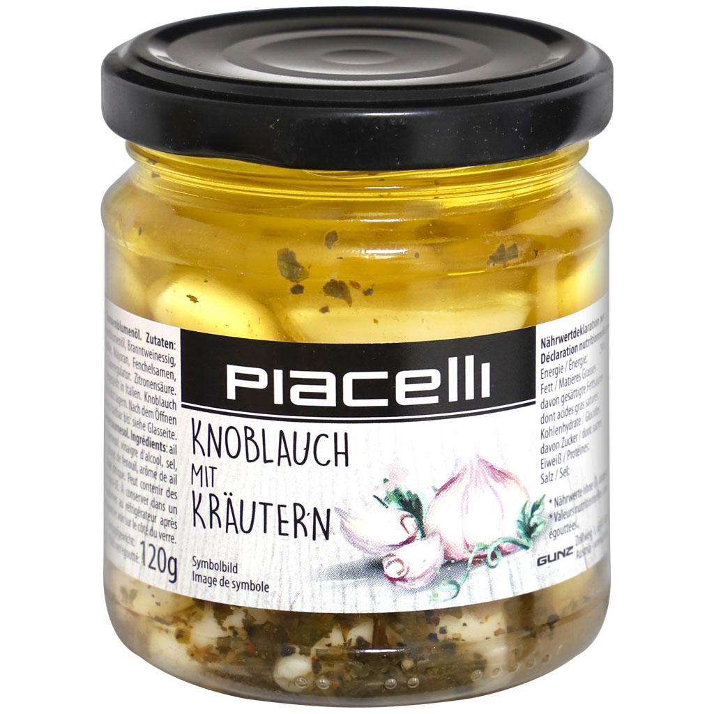 PIACELLI Knoblauch mit Kräutern 190g/120g